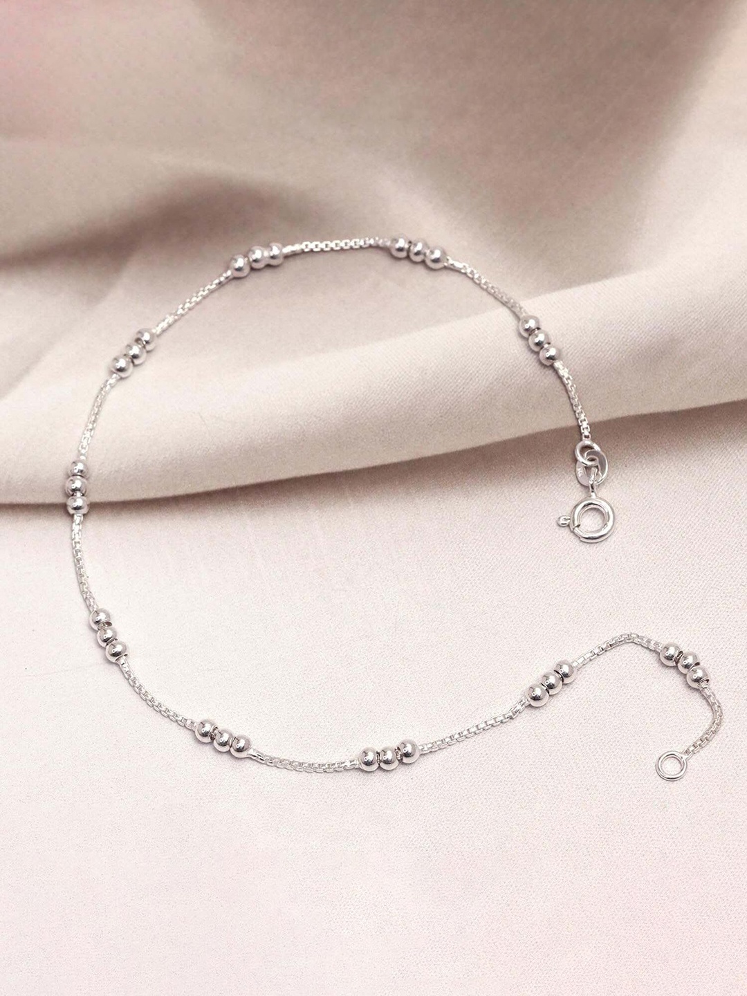 

LeCalla Silver-Plated Artificial Stones and Beads Anklet