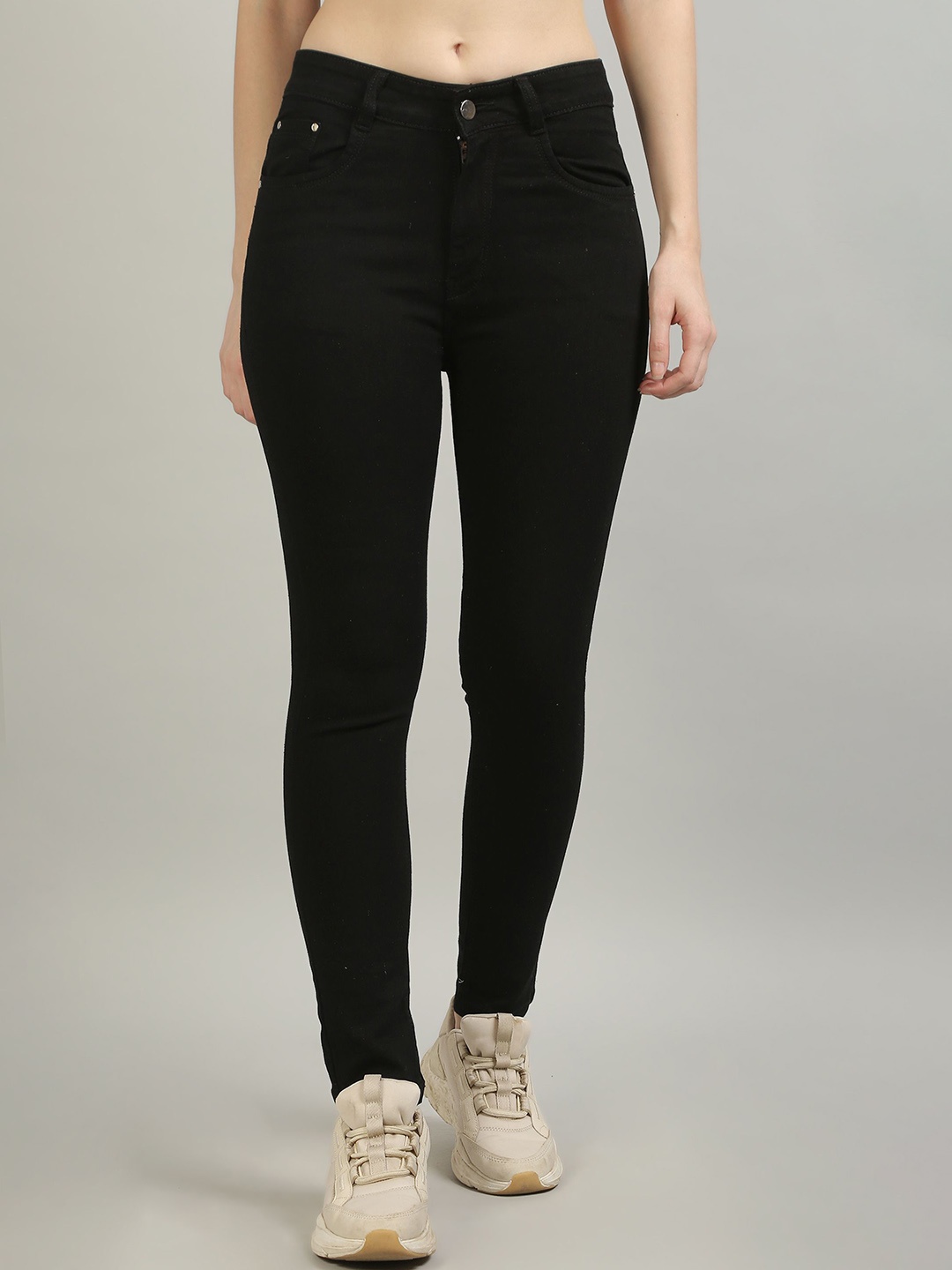 

GOLD-D.A. FASHION Women Skinny Fit Stretchable Cotton Jeans, Black