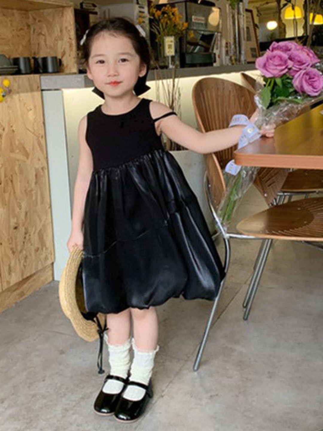 

StyleCast x Revolte Girl Round Neck Sleeveless Knee Length A-Line Dress, Black