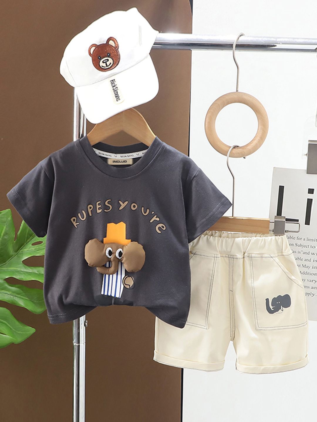 

INCLUD Boys Printed T-shirt With Shorts, Grey