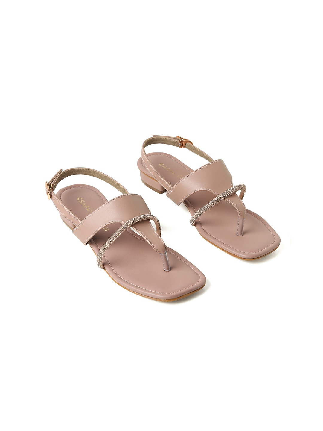 

CHAAL CHALAN Women Open Toe Flats with Buckles, Brown