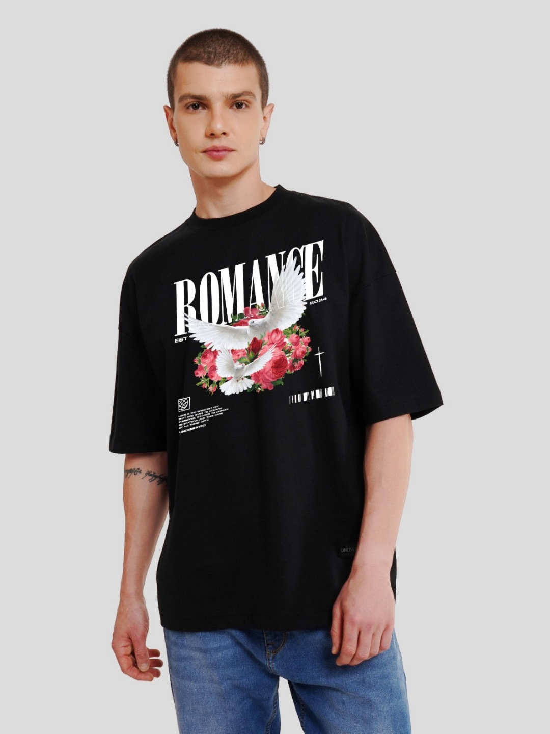 

Underrated Club Men Printed Hooded Extended Sleeves Bio Finish T-shirt, Black
