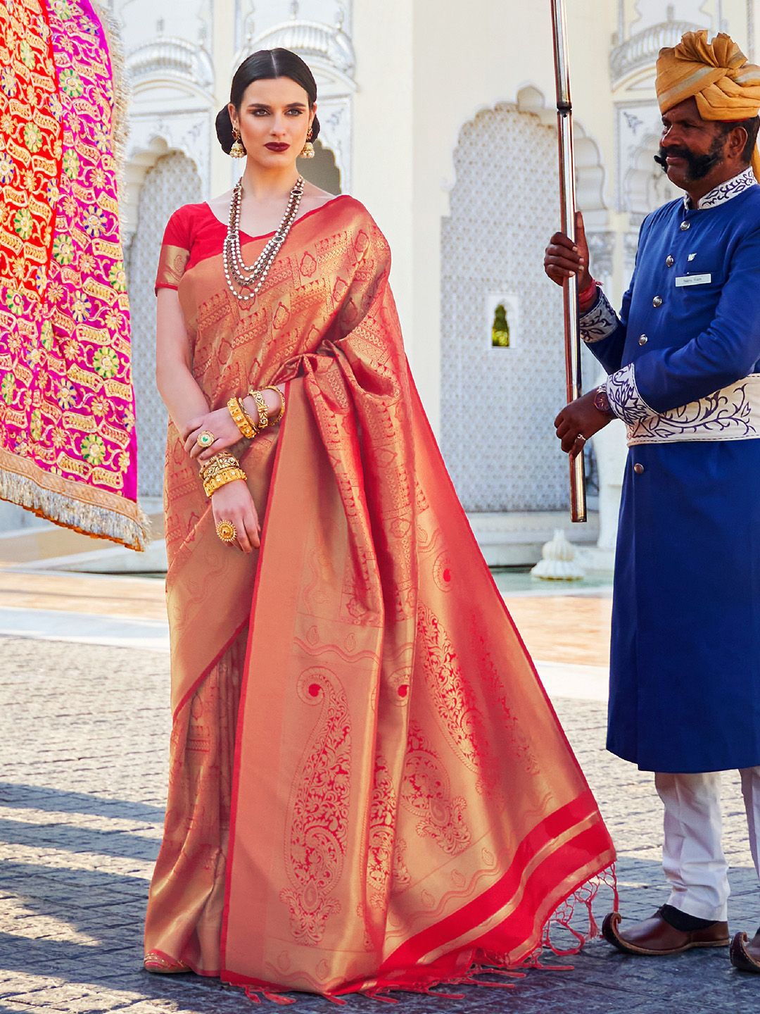 

Vardha Woven Design Zari Kanjeevaram Saree, Maroon