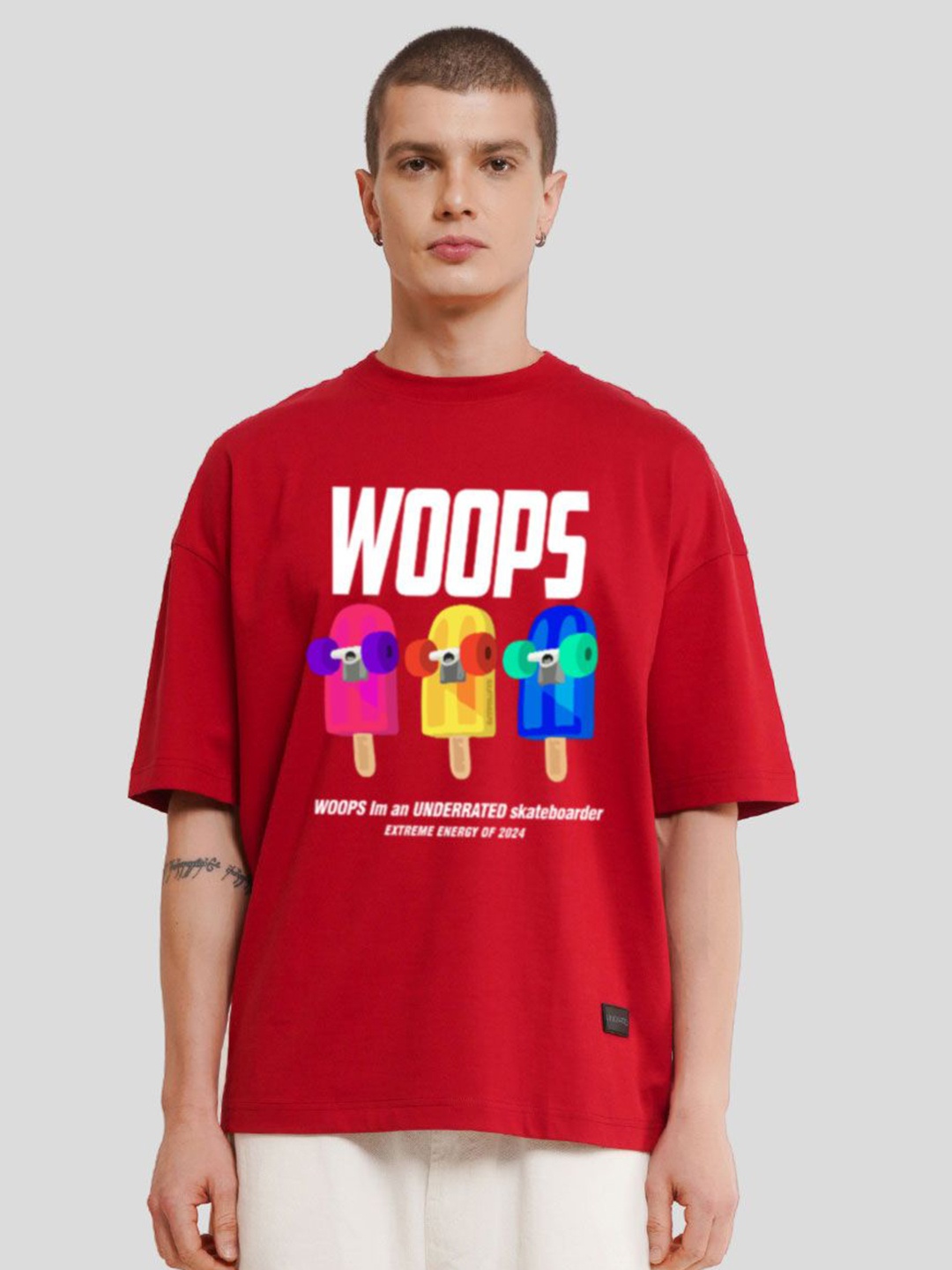 

Underrated Club Men Printed Bio Finish Applique T-shirt, Red