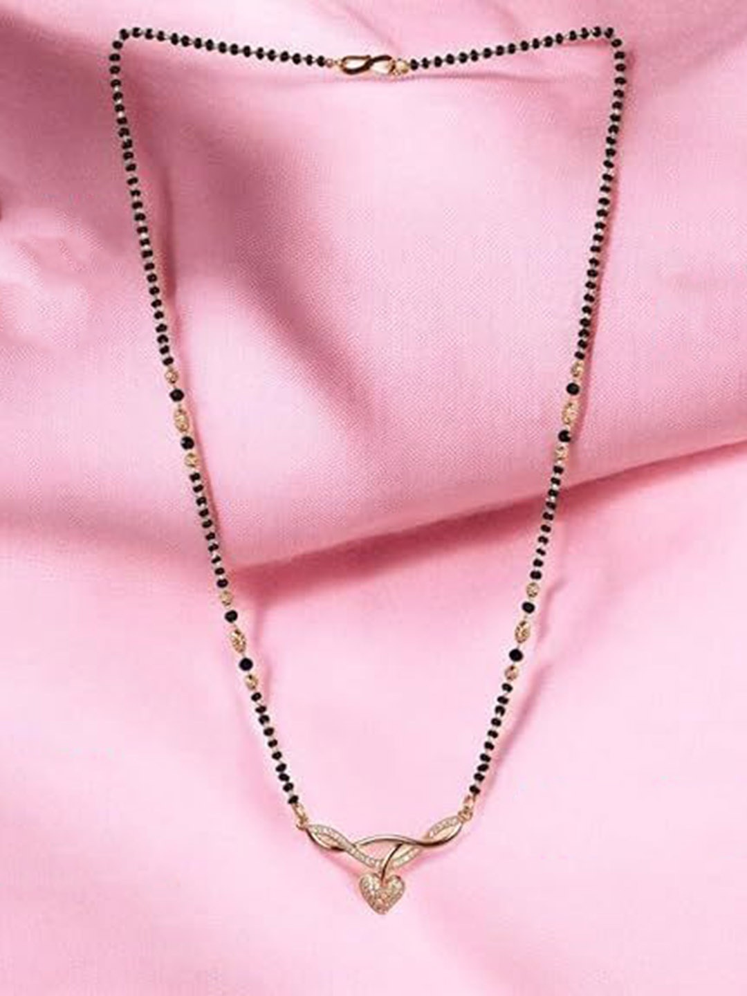 

Nilu's Collection Rose Gold-Plated Artificial Stones Mangalsutra