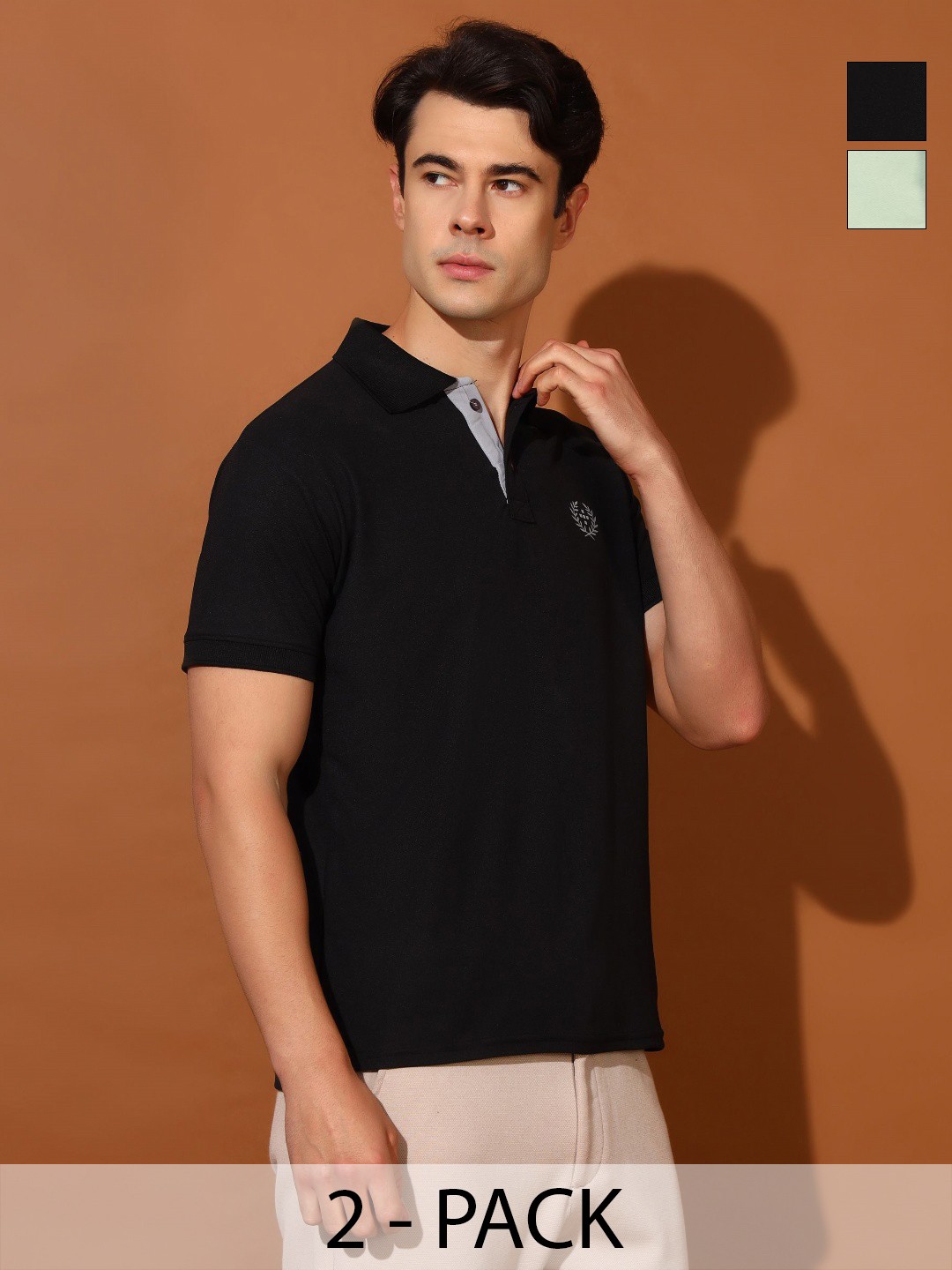 

Christy World Men 2 Polo Collar Applique T-shirt, Multi