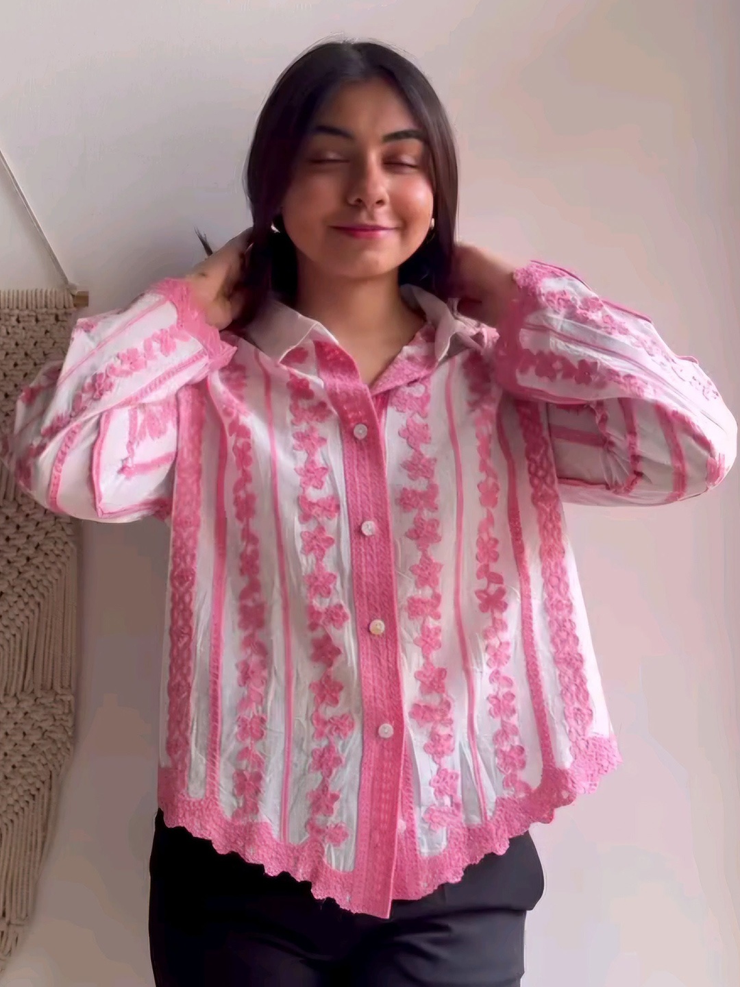 

HIGH BUY Women Comfort Semi Sheer Printed Casual Shirt, Pink