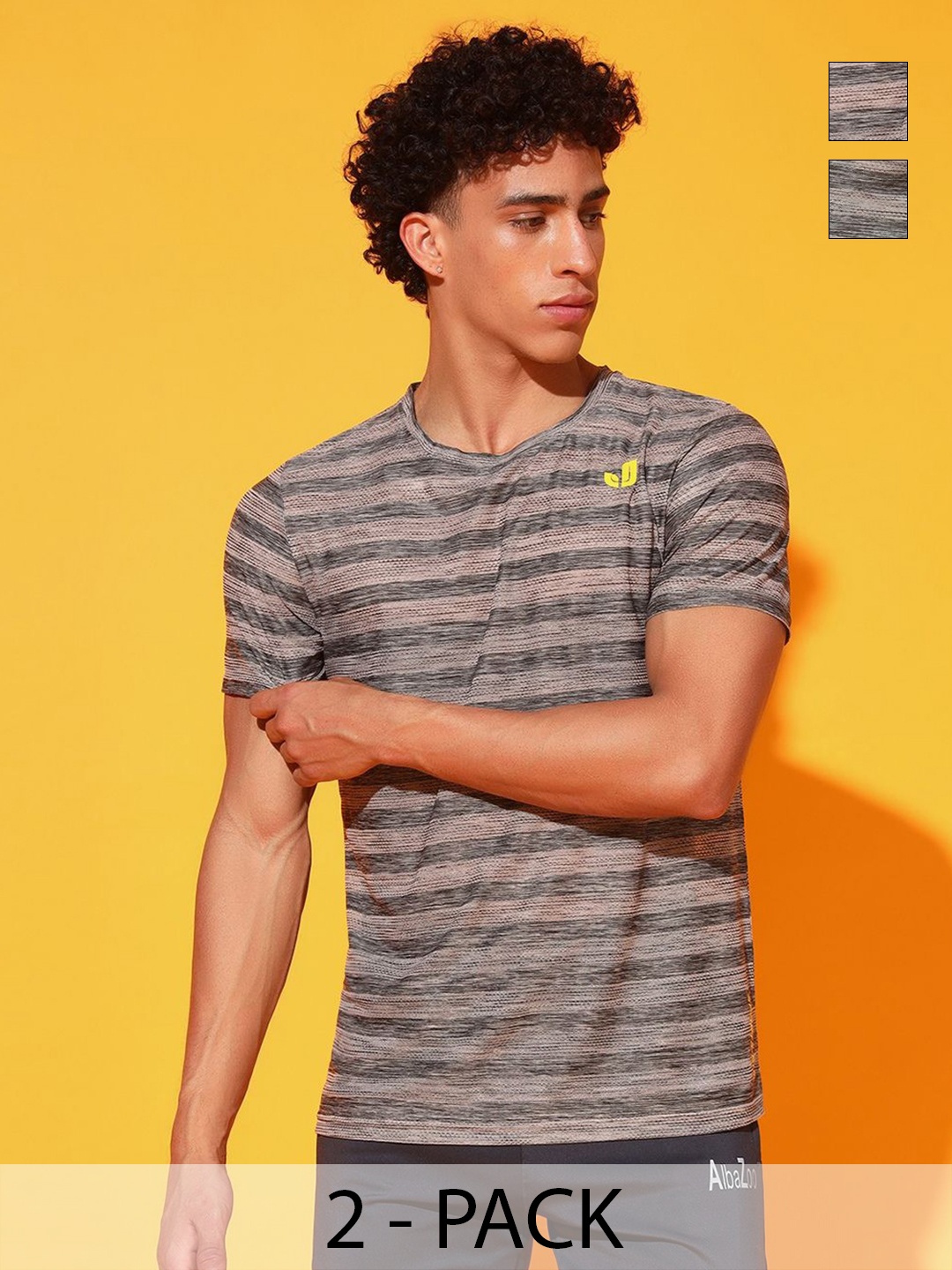 

GLITO Men 2 Striped Slim Fit T-shirt, Pink