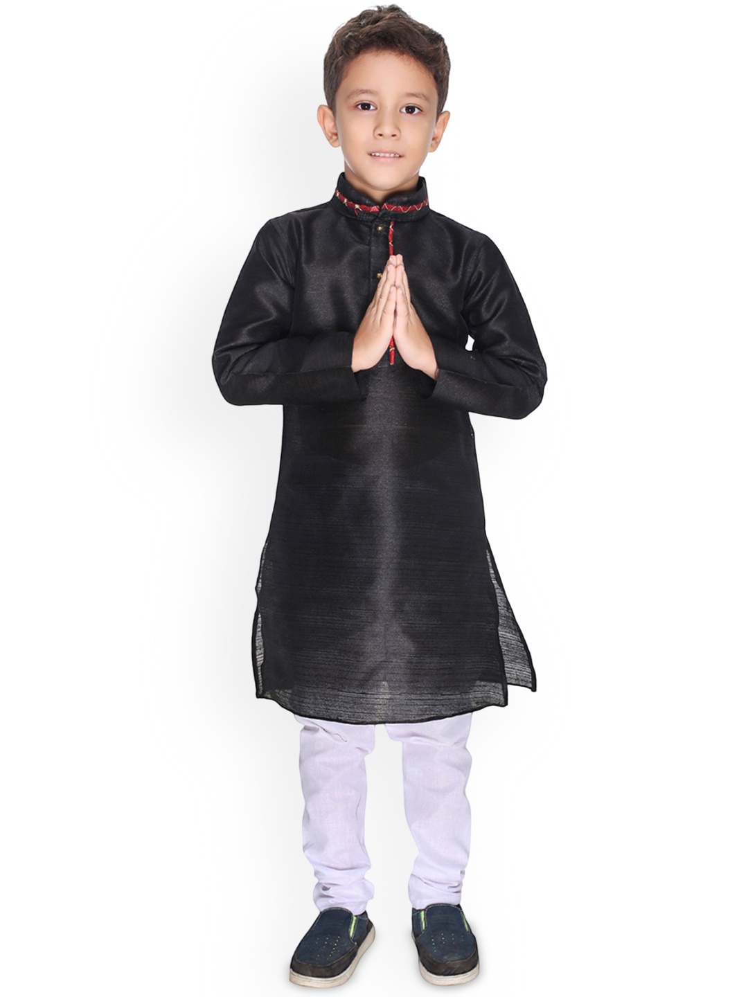 

BAESD Boys Mandarin Collar Kurta With Pyjamas, Black