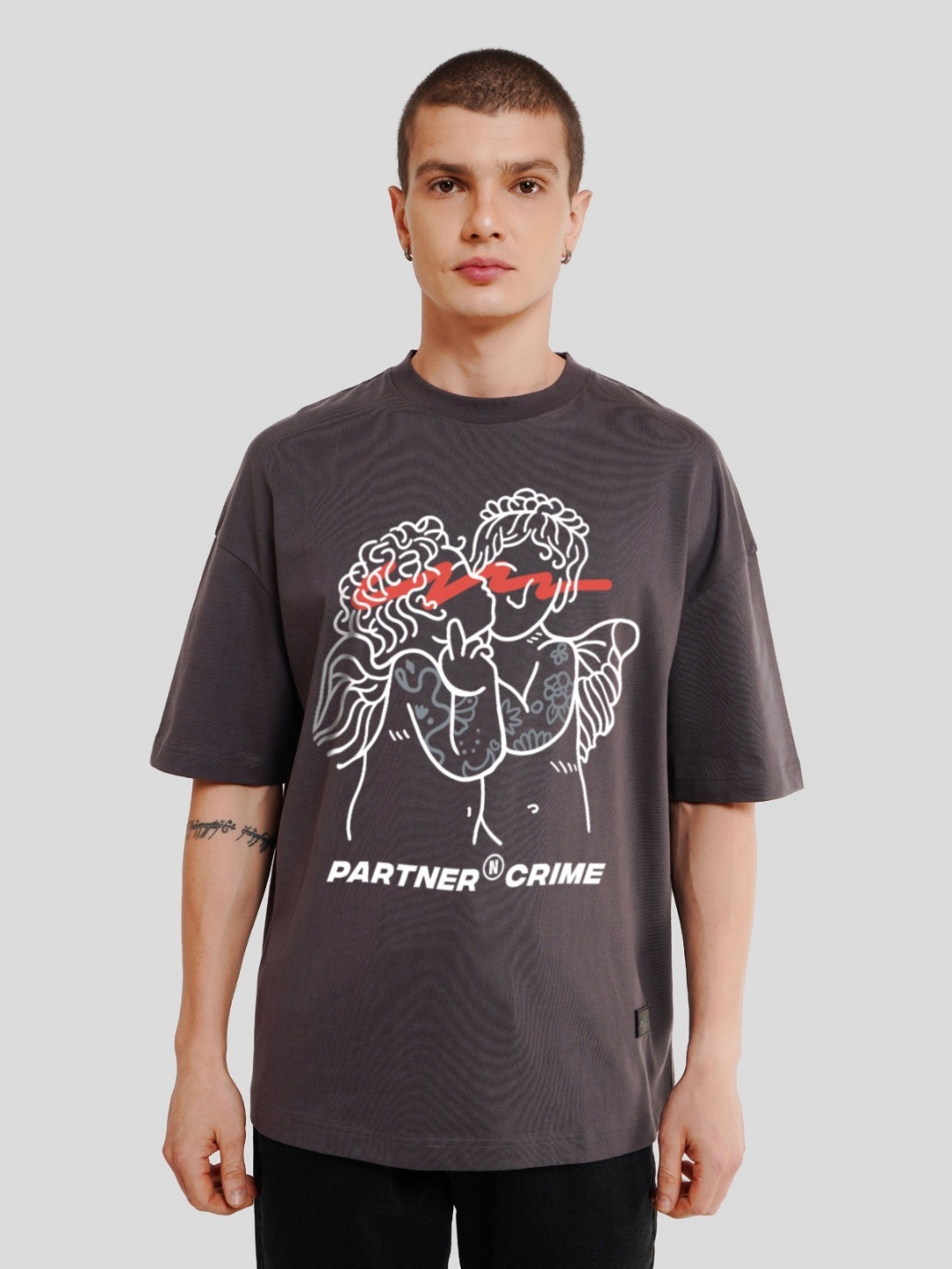 

Underrated Club Men Printed Bio Finish Applique T-shirt, Grey