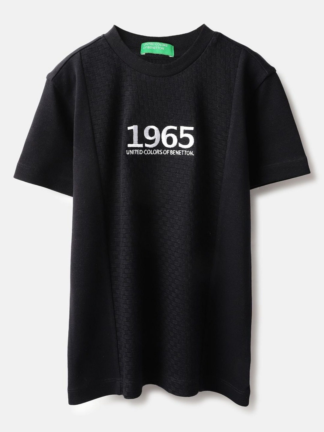 

United Colors of Benetton Boys Printed Pure Cotton Applique T-shirt, Black