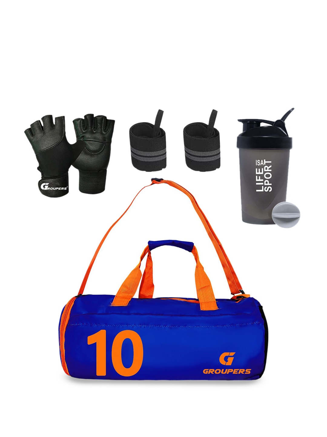 

GROUPERS Medium Foldable Sports or Gym Duffel Bag, Blue