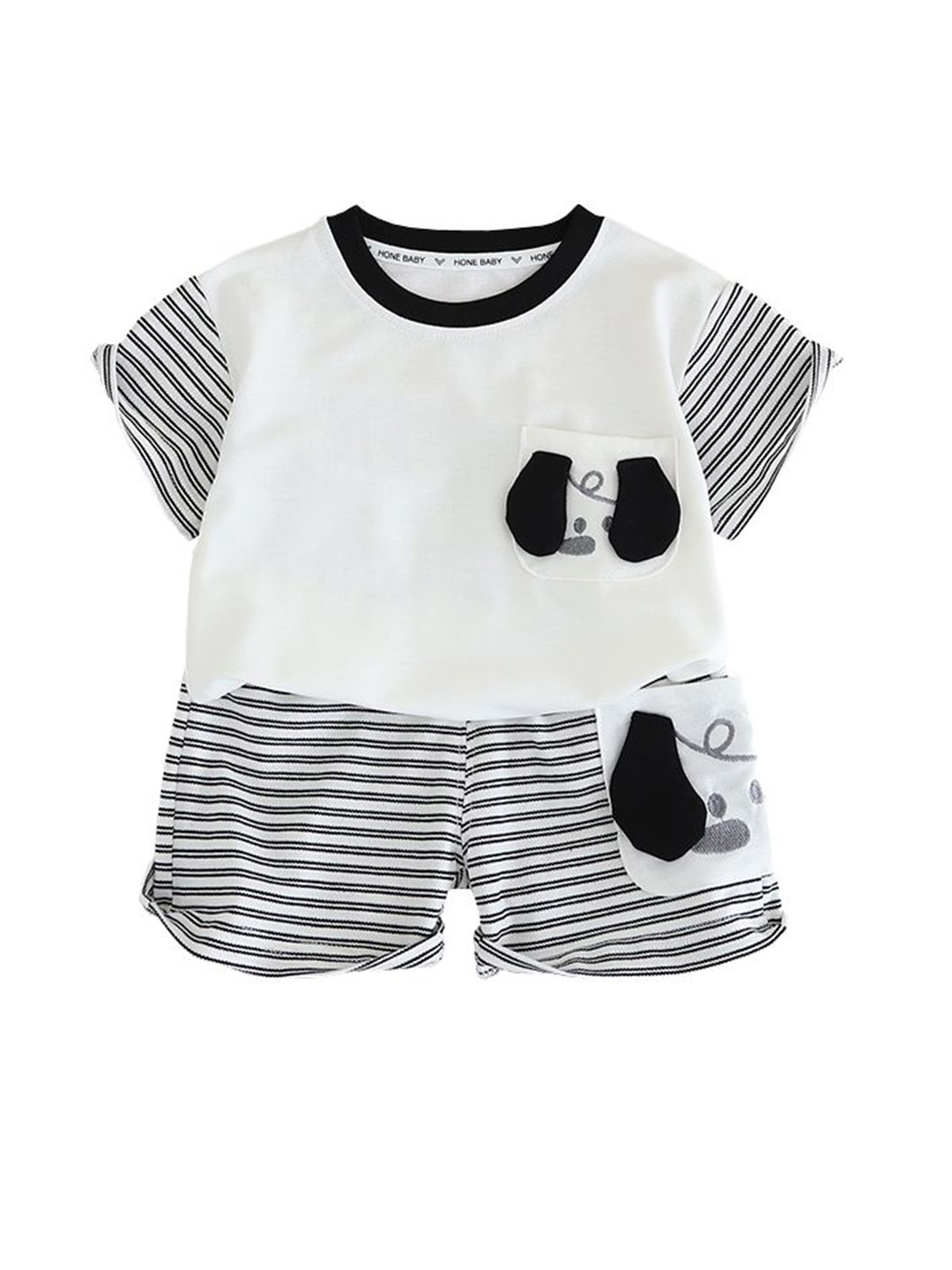 

StyleCast x Revolte Boys Striped Round Neck Pure Cotton T-shirt With Shorts, White