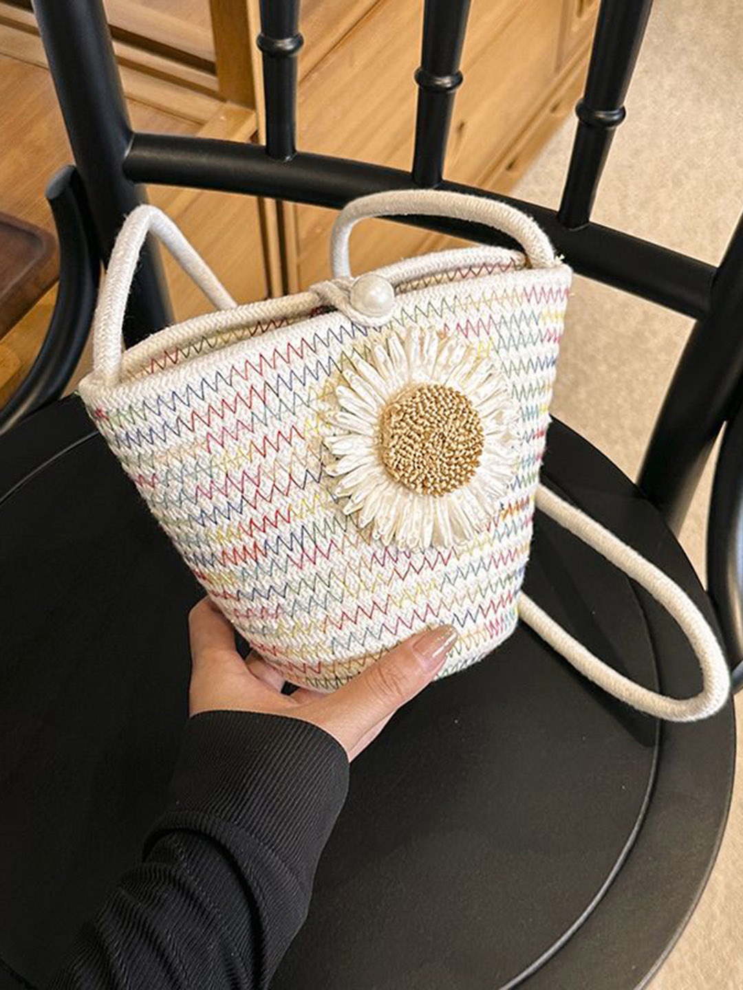 

DressBerry Printed Bucket Handheld Bag, White