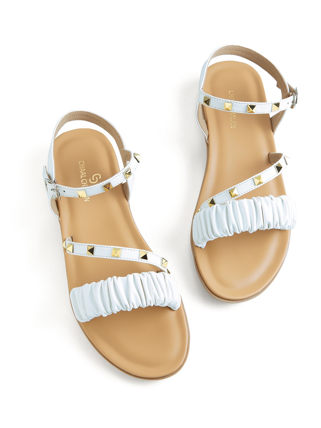 

CHAAL CHALAN Women Open Toe Flats, White