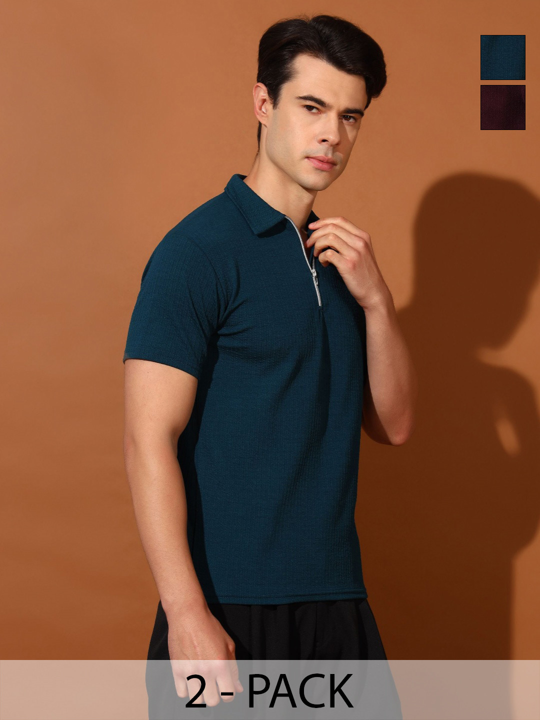

Christy World Men 2 Polo Collar Pockets T-shirt, Multi