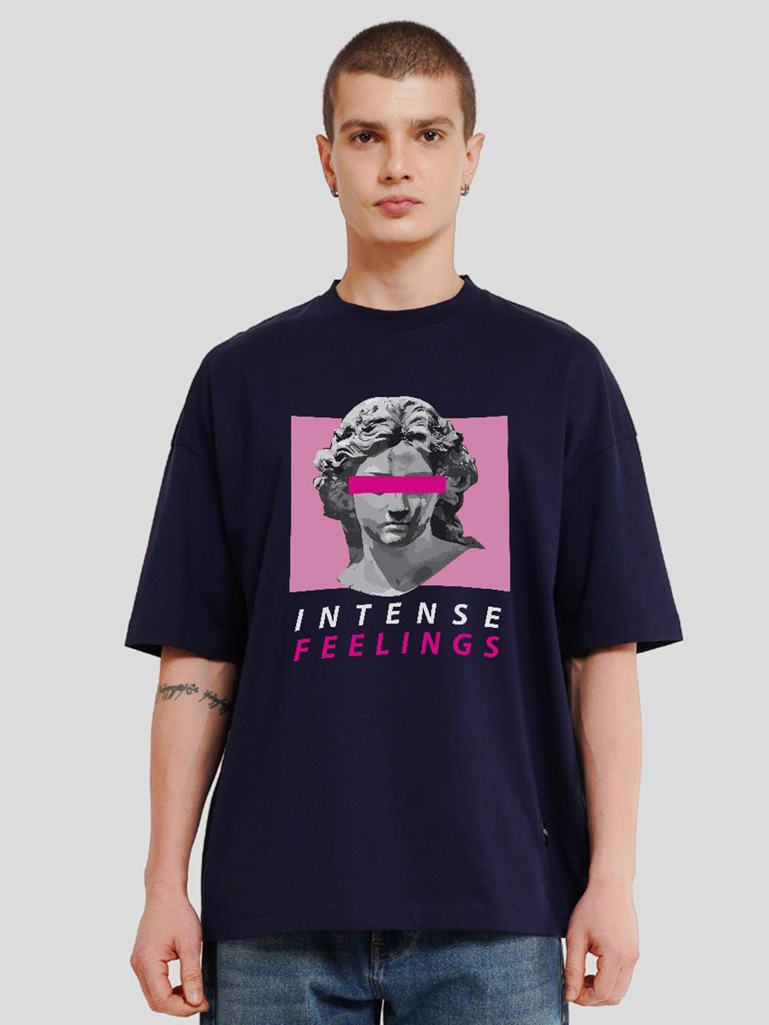

Underrated Club Men Printed Bio Finish Applique T-shirt, Navy blue