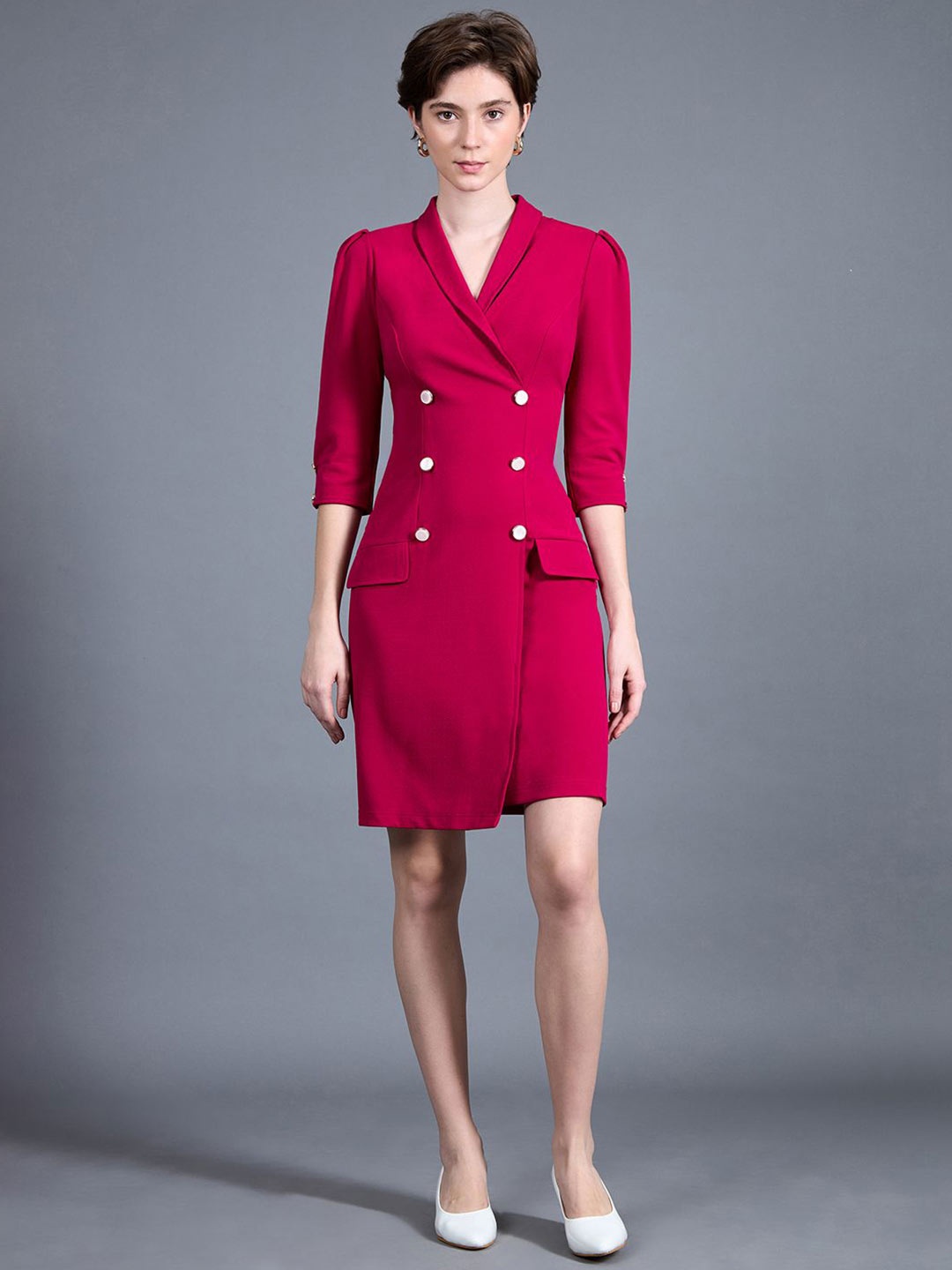 

Miss Chase Georgette Lapel Collar Blazer Dress, Pink