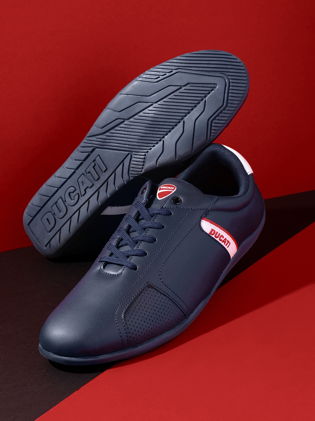 

Ducati Printed Leather Sneakers, Navy blue