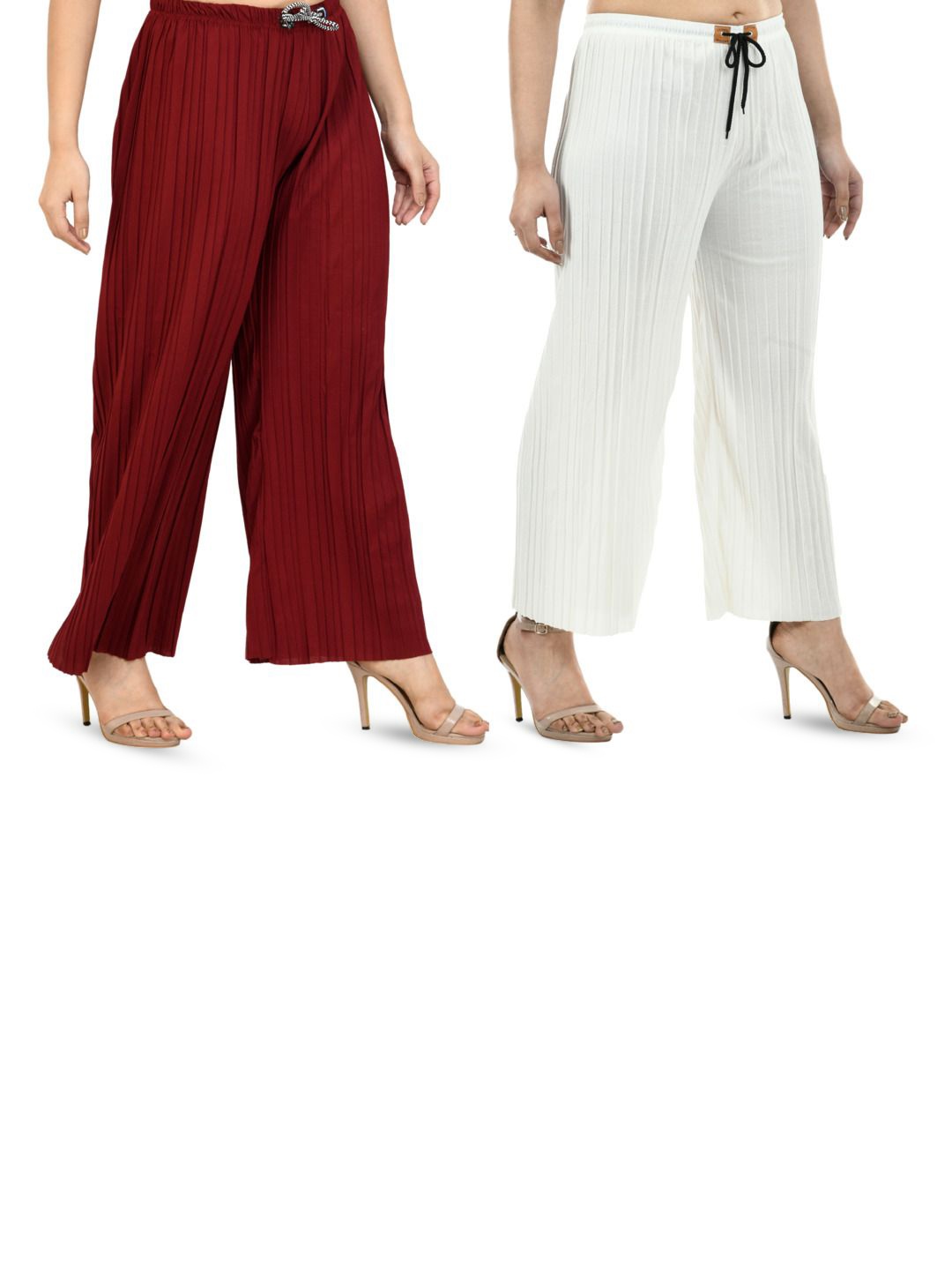 

Brainbees Women Pack Of 2 Palazzos, Maroon