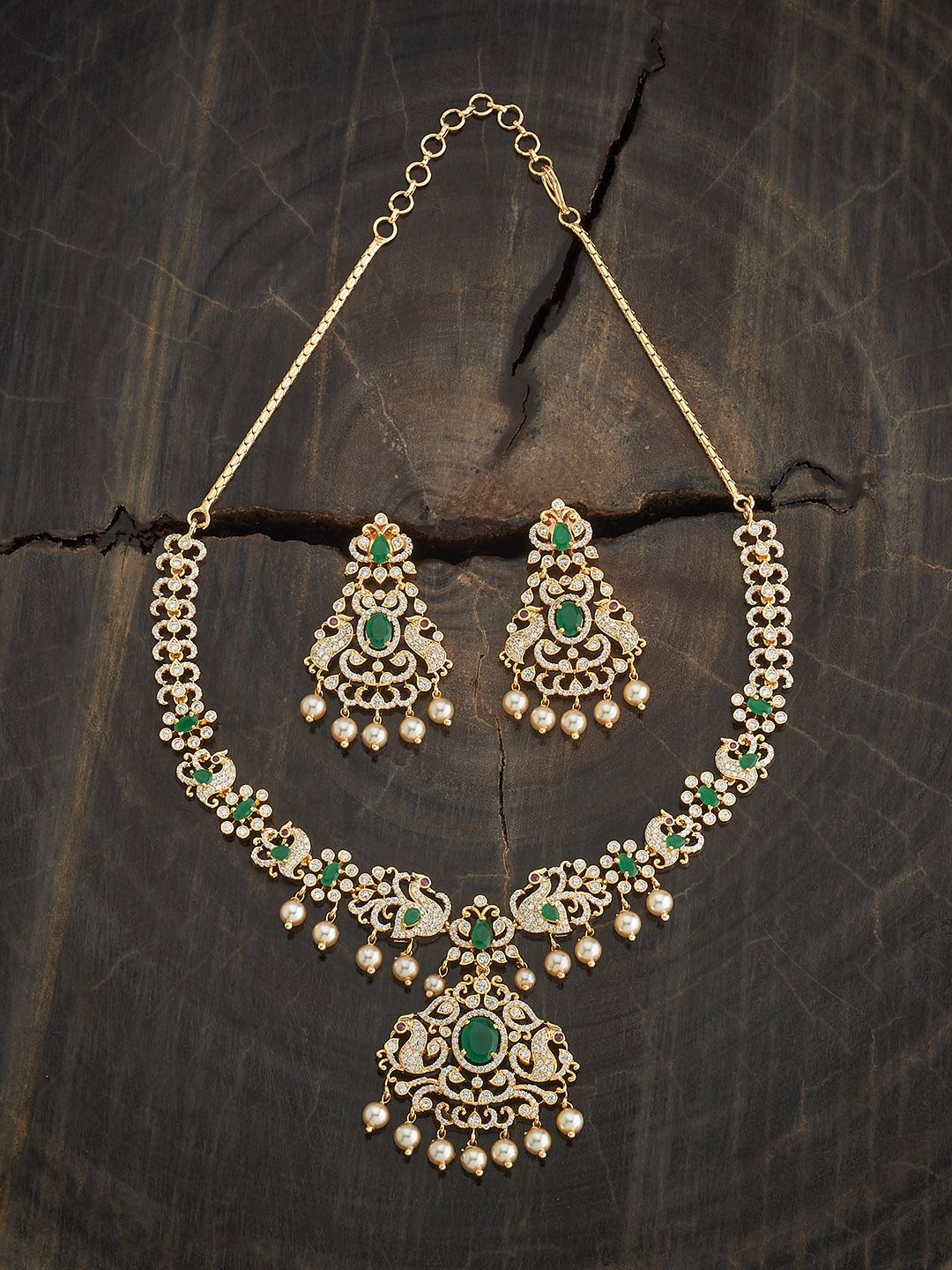 

Kushal's Fashion Jewellery Gold-Plated Cubic Zirconia-Studded Jewellery Set
