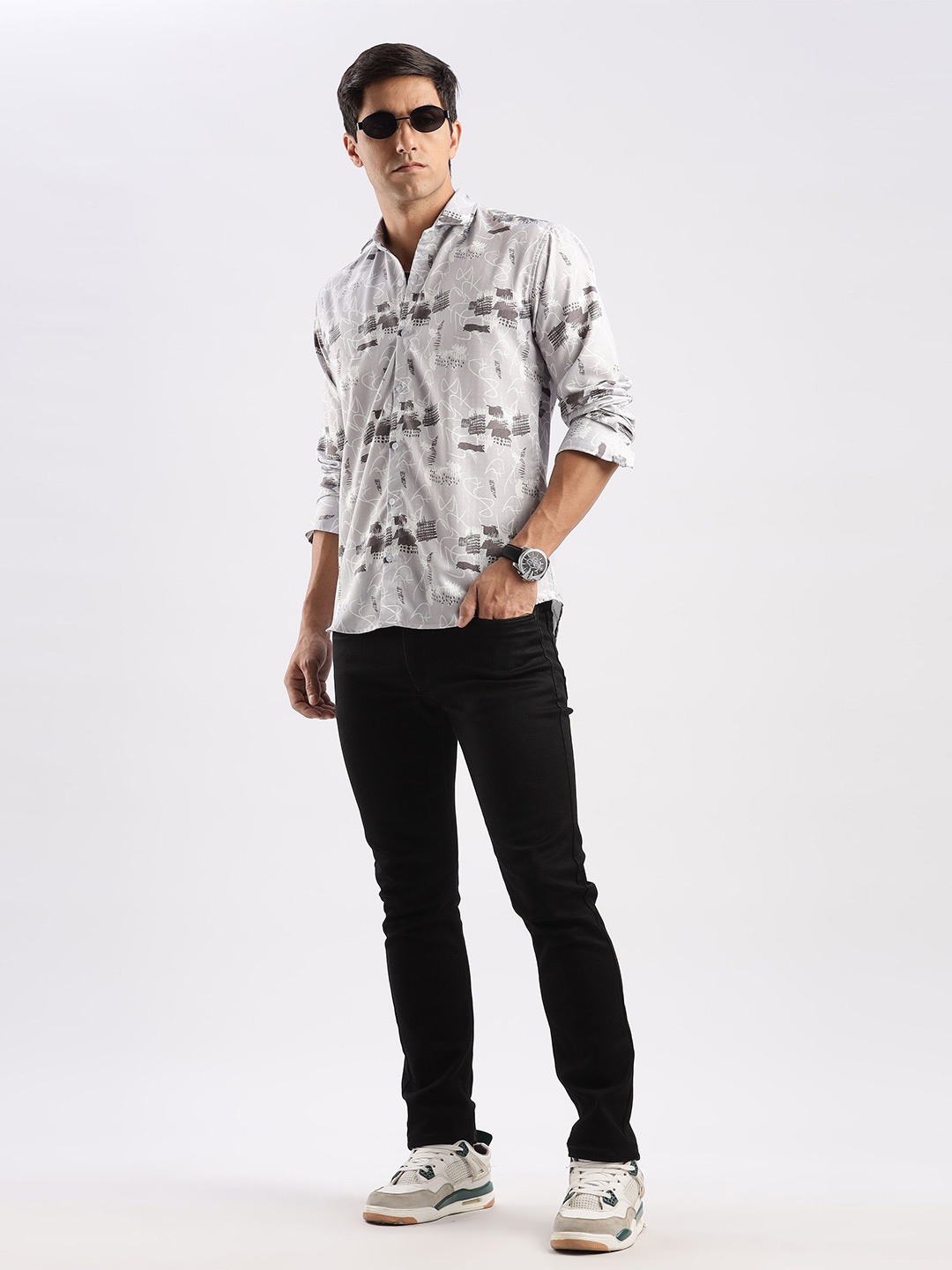 

RICH & ROMAN Men Classic Opaque Printed Semiformal Shirt, Lavender