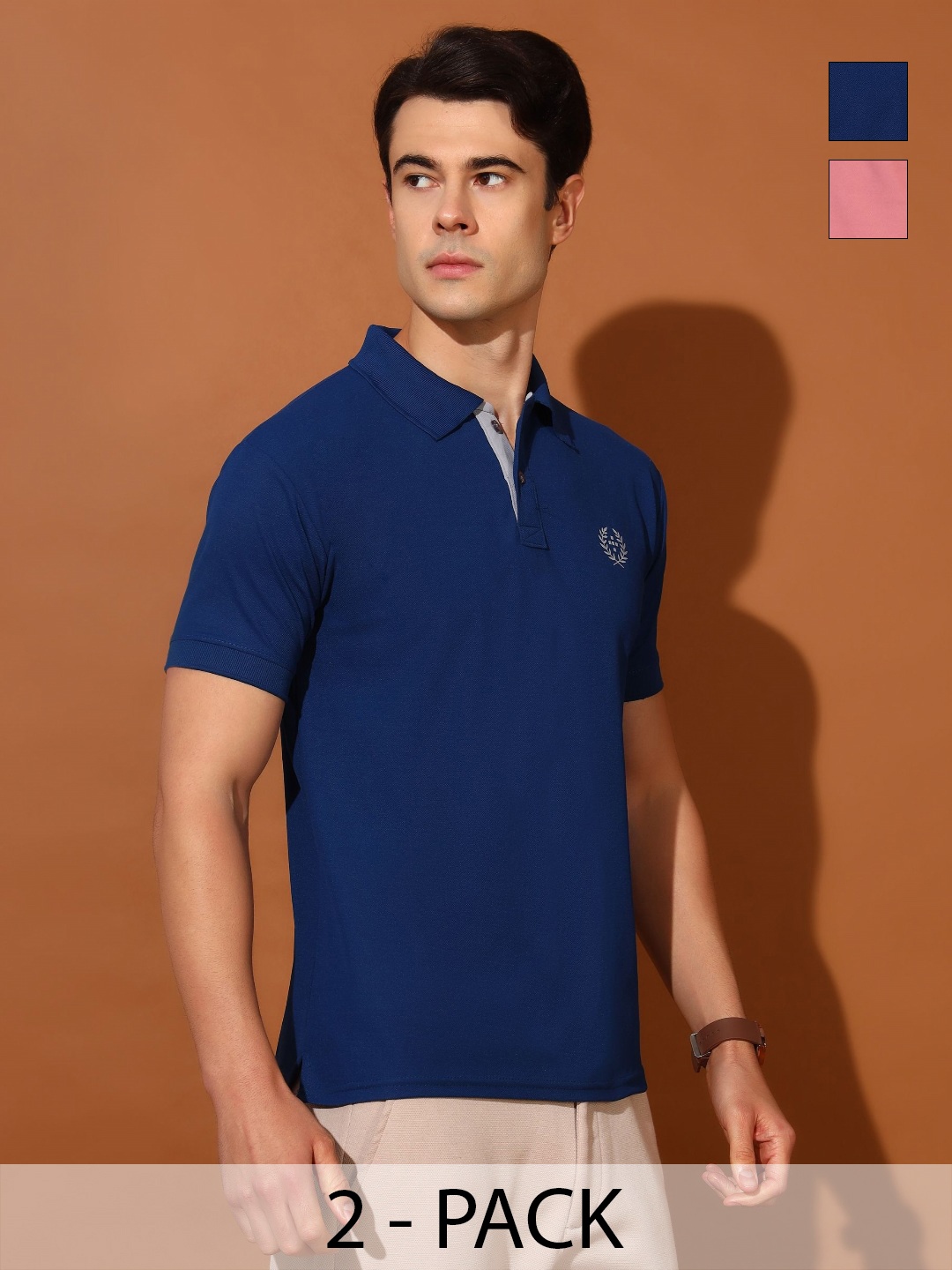 

Christy World Men 2 Polo Collar Applique T-shirt, Multi