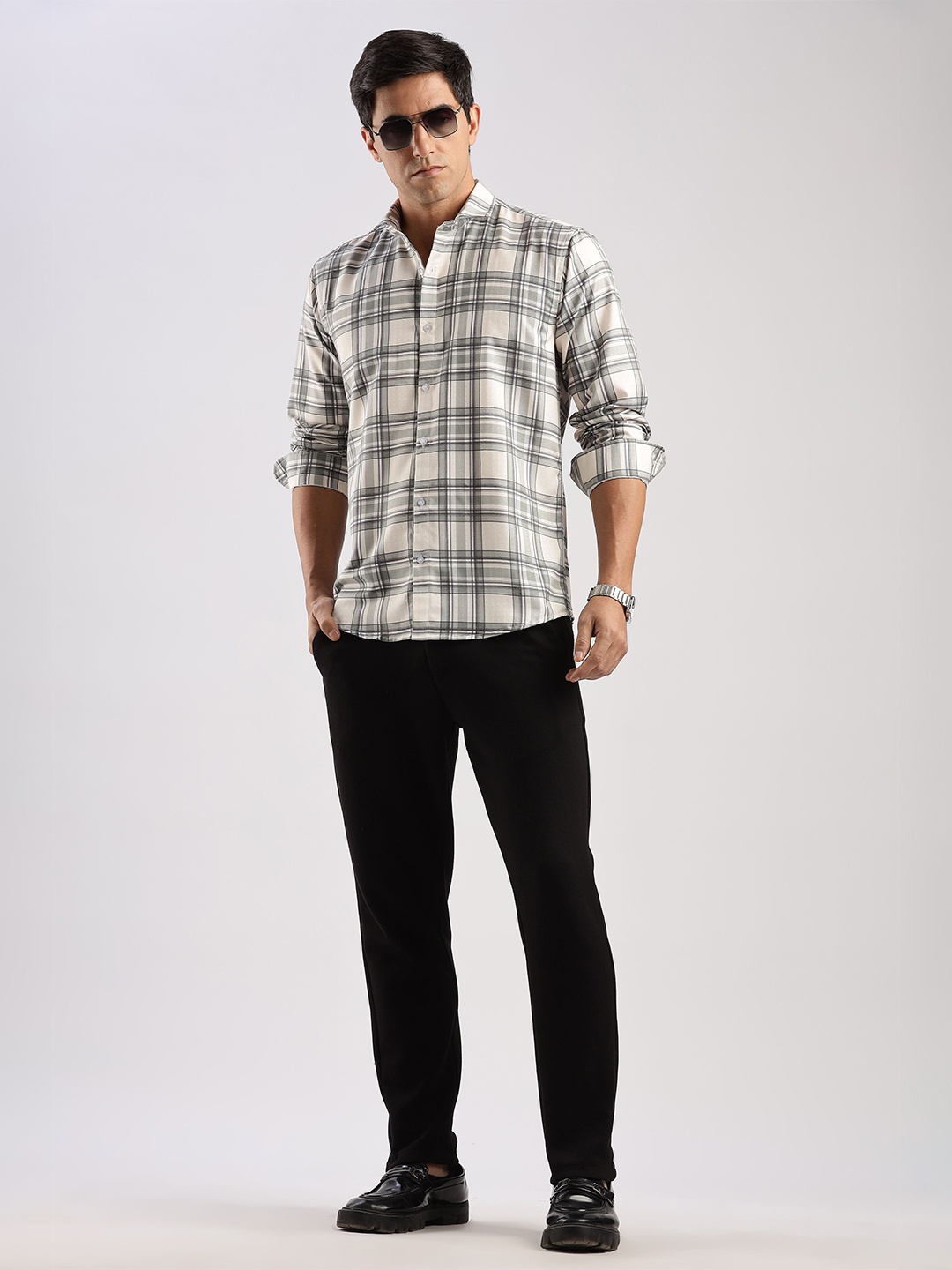 

RICH & ROMAN Men Classic Printed Semiformal Shirt, Olive