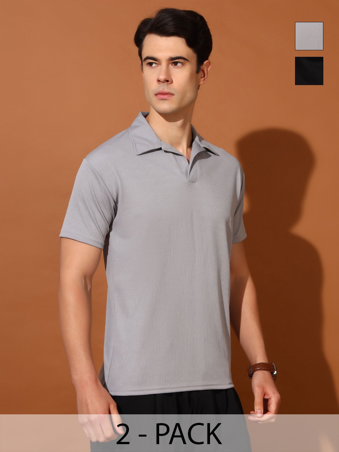 

Christy World Men 2 Polo Collar Pockets T-shirt, Multi