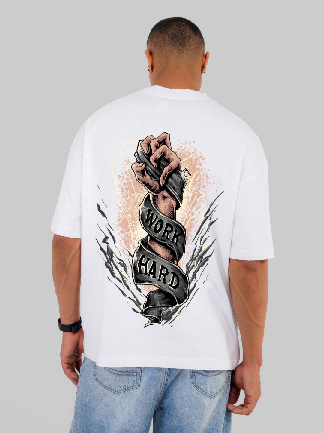 

Underrated Club Men Printed Bio Finish Raw Edge T-shirt, White