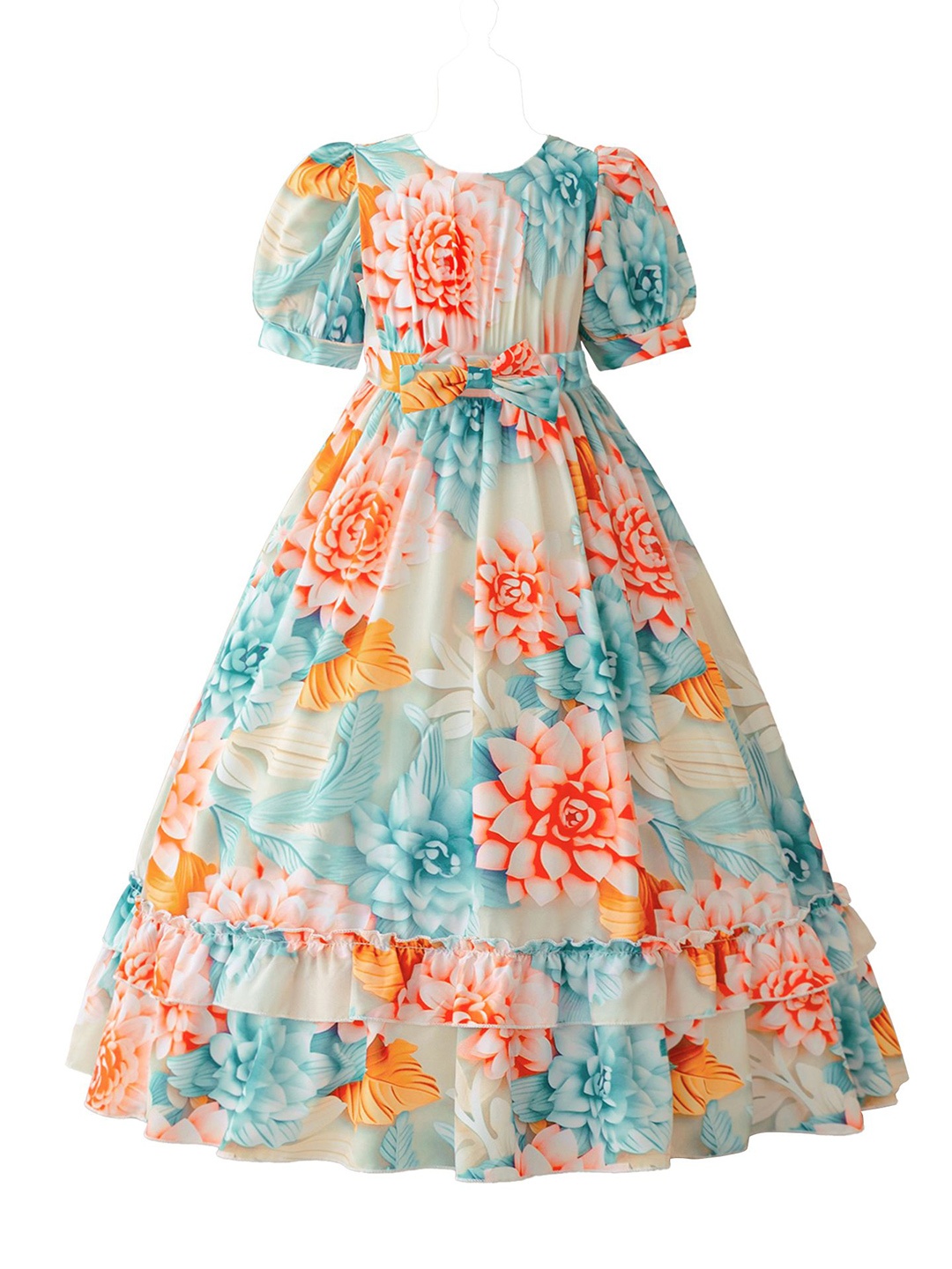 

StyleCast x Revolte Girls Floral Printed Fit and Flare Dress, Beige