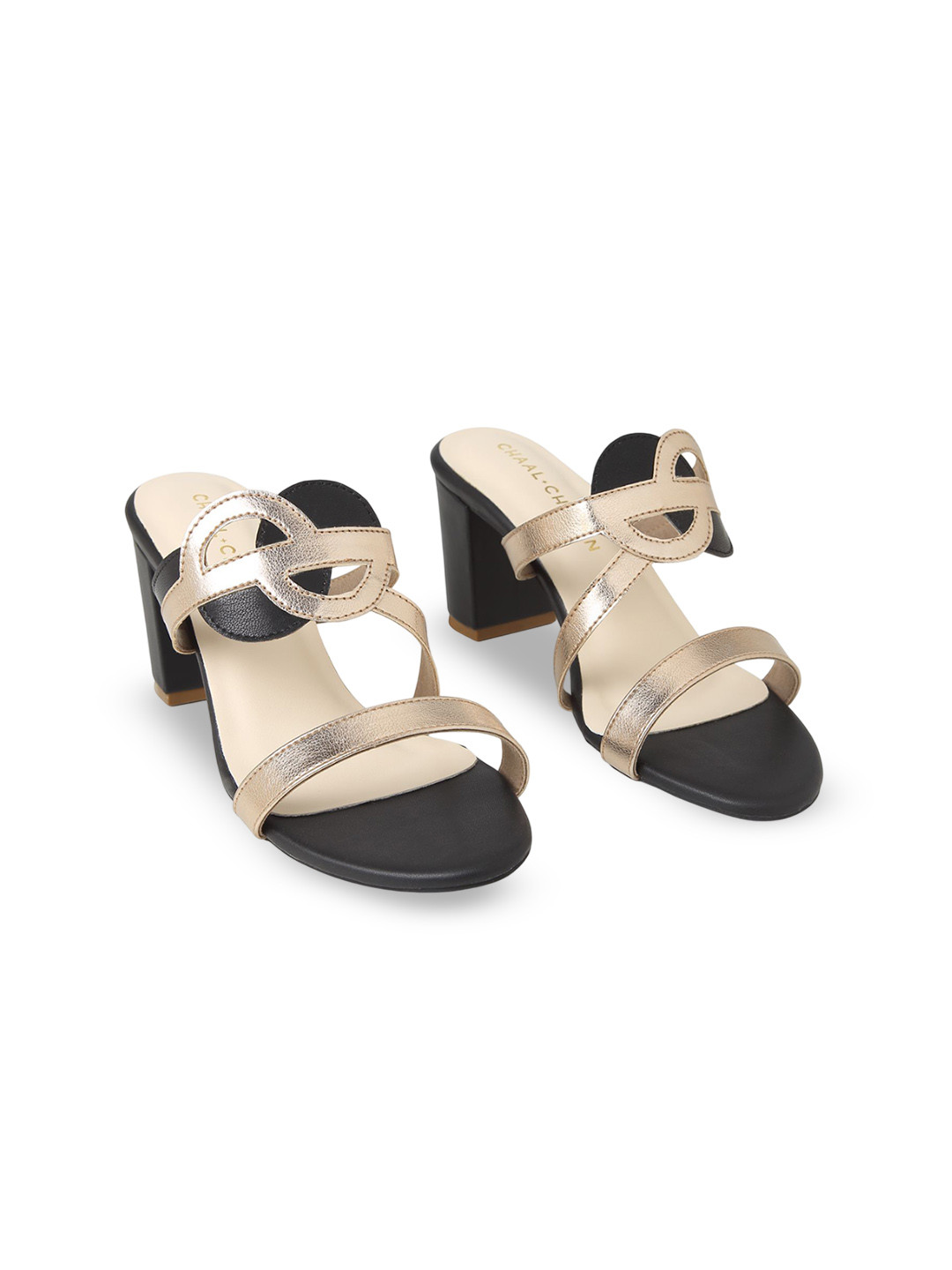 

CHAAL CHALAN Colourblocked PU Work Block Sandals, Black