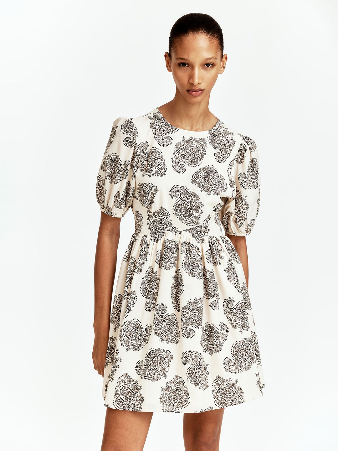 

H&M Open-Back Cotton Dress, Beige