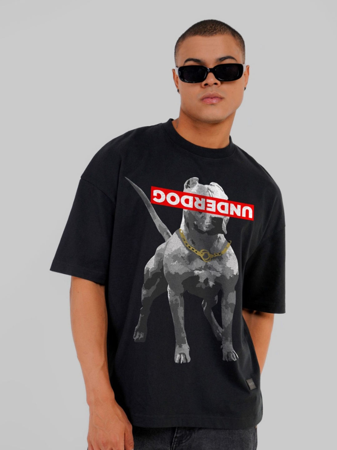 

Underrated Club Men Printed Bio Finish Raw Edge T-shirt, Black