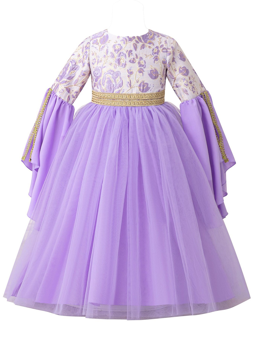

StyleCast x Revolte Girls Floral Print Applique Fit and Flare Maxi Dress, Purple