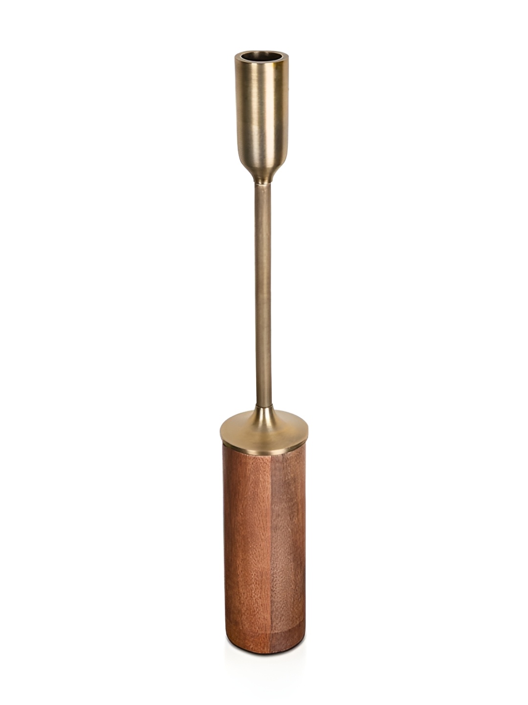 

IAAH Gold-Toned & Brown Metal & Wooden Candle Holder