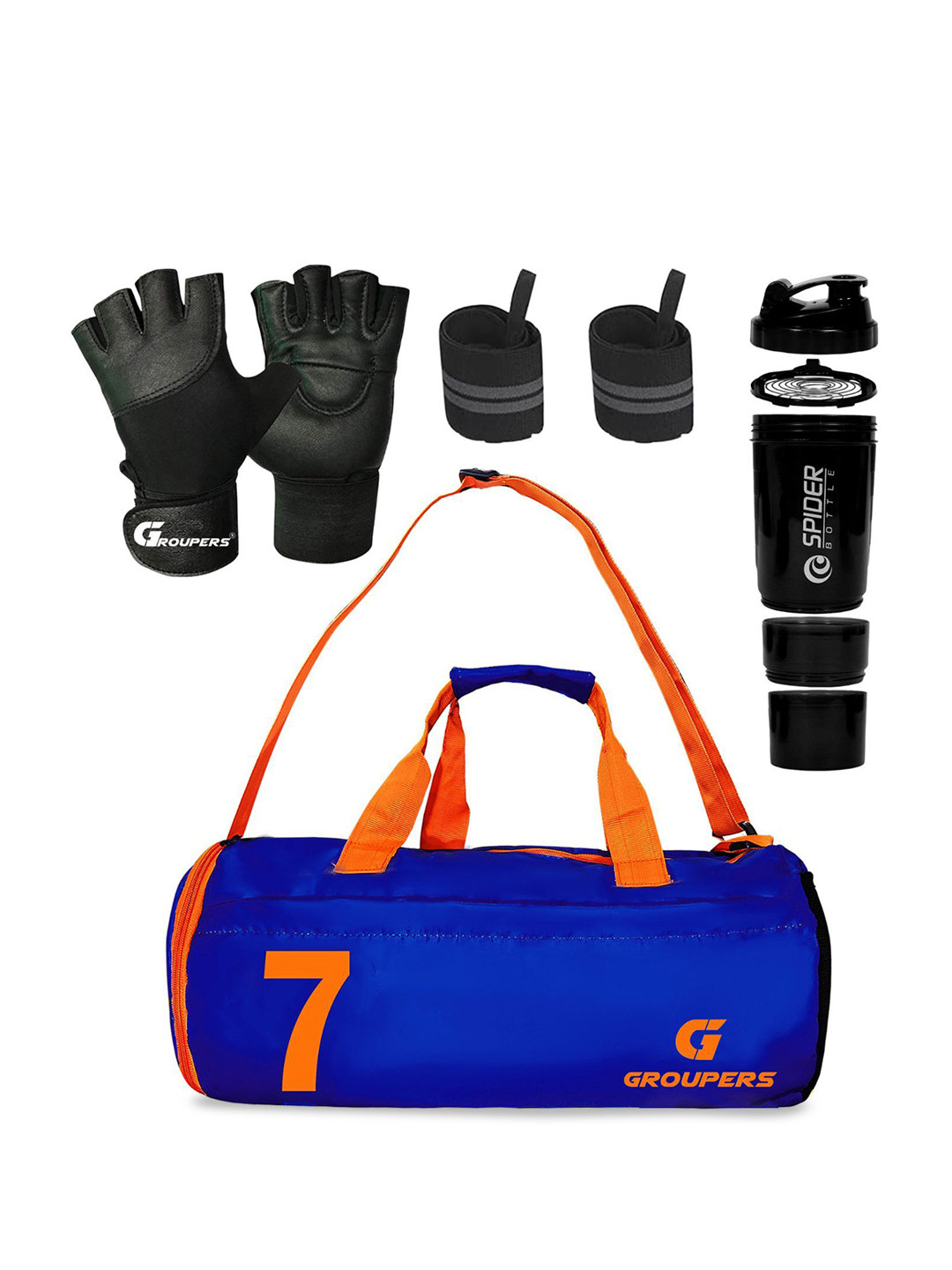 

GROUPERS Medium Foldable Sports or Gym Duffel Bag, Blue