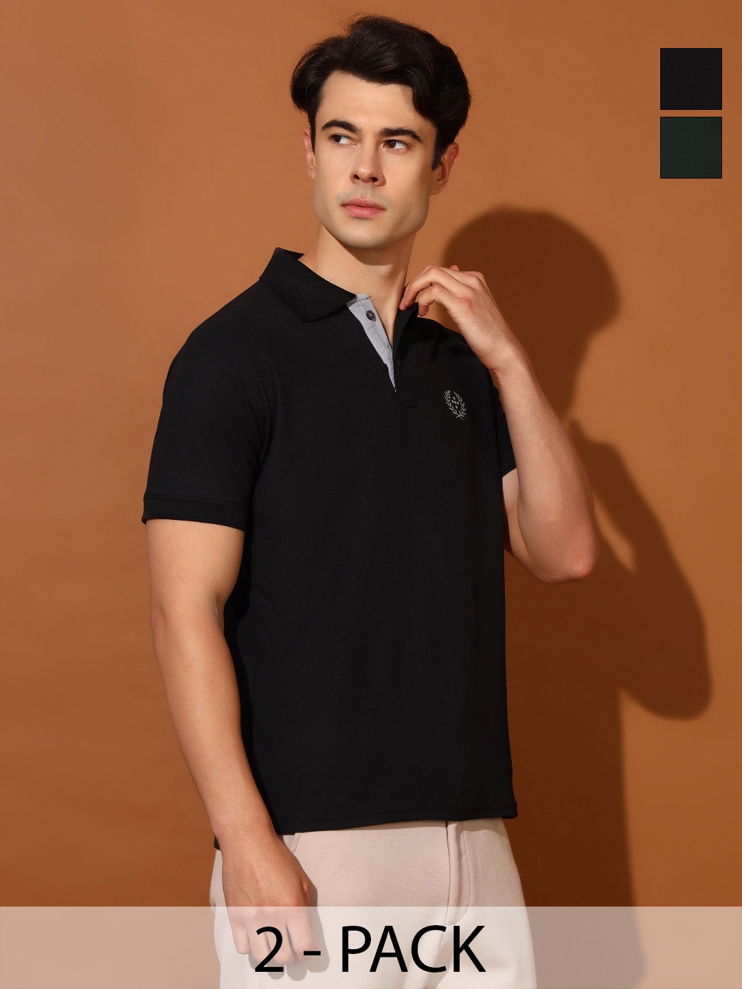 

Christy World Men 2 Polo Collar Applique T-shirt, Multi