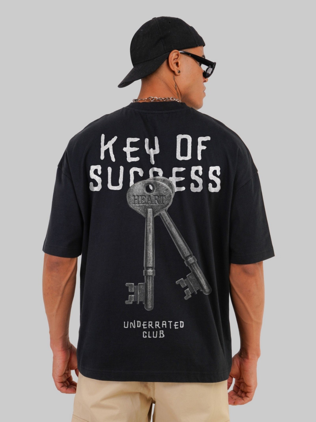 

Underrated Club Men Printed V-Neck Bio Finish Applique T-shirt, Black