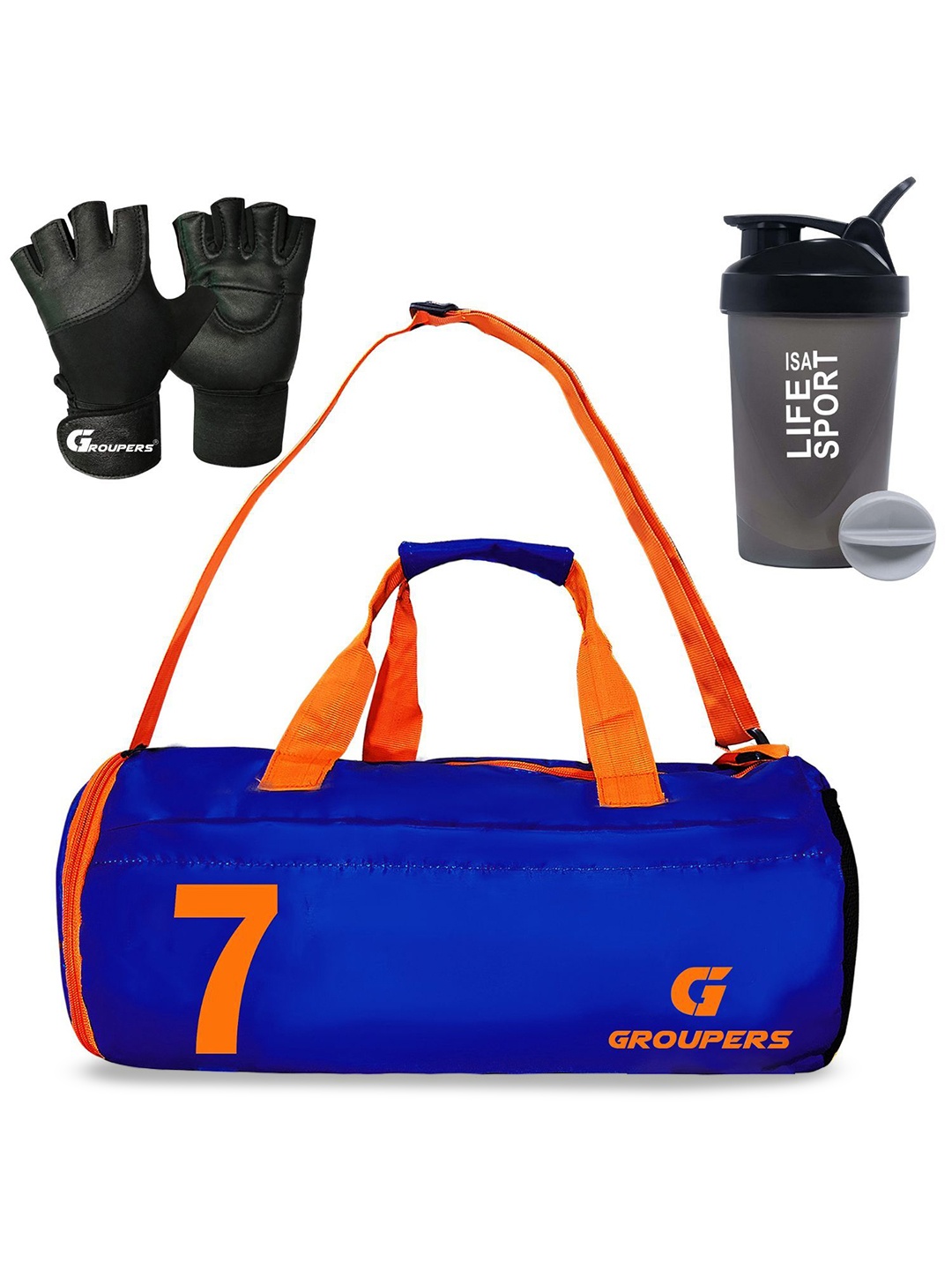 

GROUPERS Medium Foldable Sports or Gym Duffel Bag, Blue