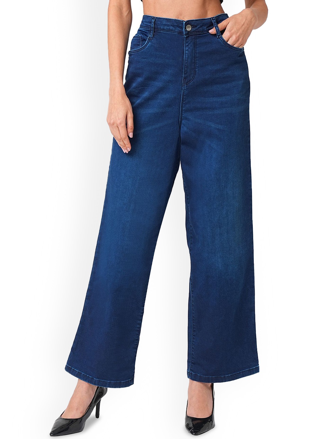 

Kraus Jeans Women Wide Leg High-Rise Light Fade Jeans, Blue