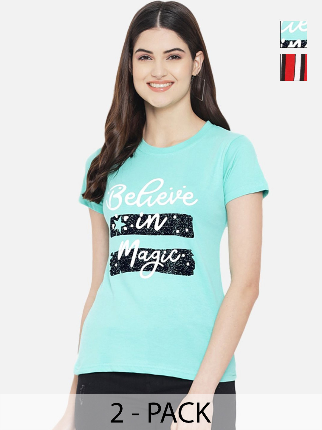 

Tromko Women Typography Printed T-shirt, Multi