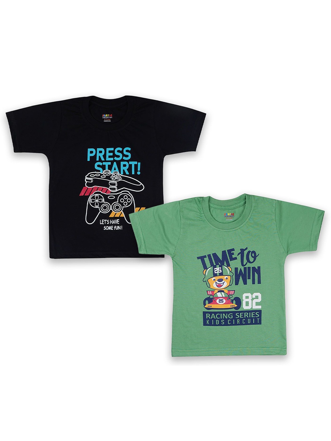 

PARYAG Boys Typography 2 Printed Applique T-shirt, Assorted