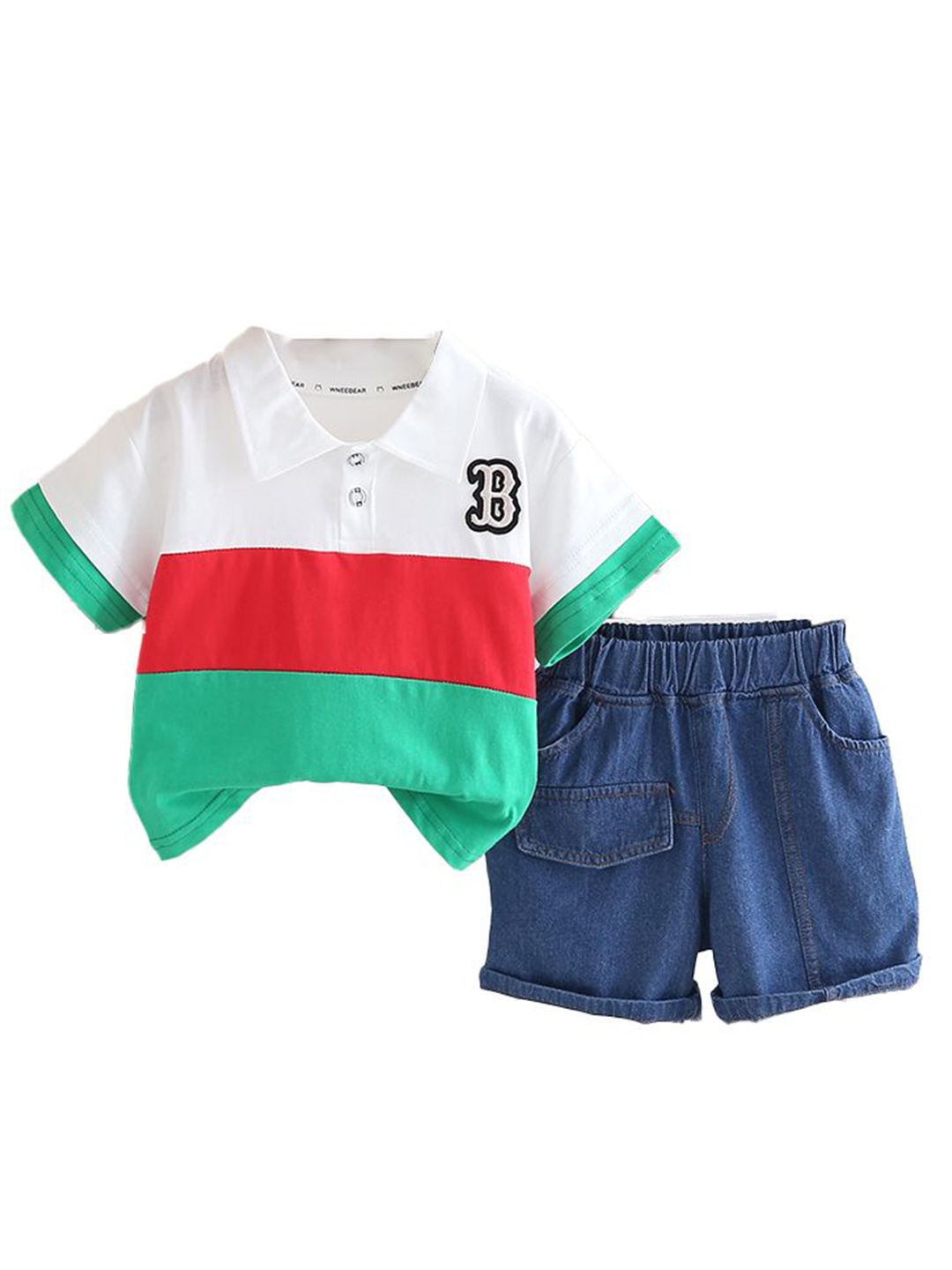 

StyleCast x Revolte Unisex Kids Colourblocked Shirt Collar T-shirt With Shorts, White