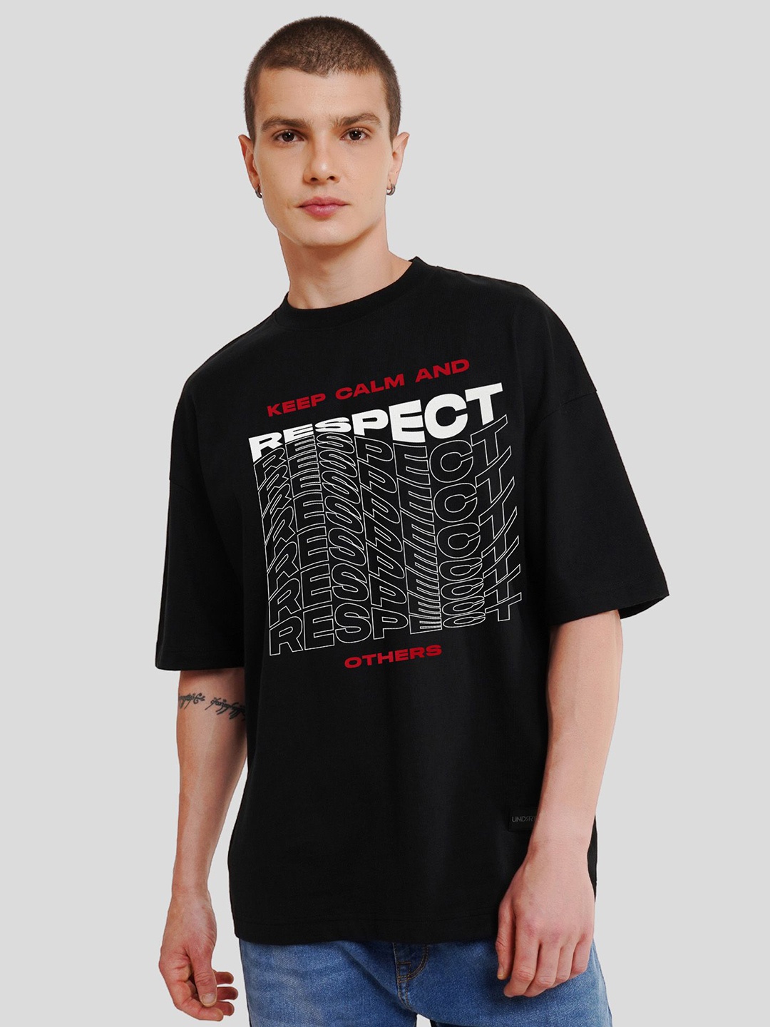

Underrated Club Men Printed Bio Finish Applique T-shirt, Black