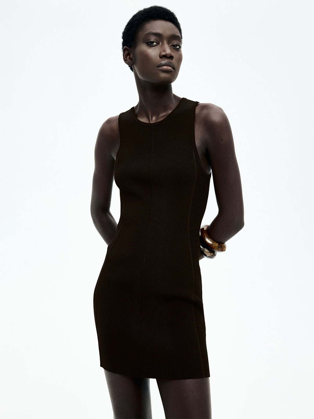 

H&M Cut-Out-Back Dress, Brown
