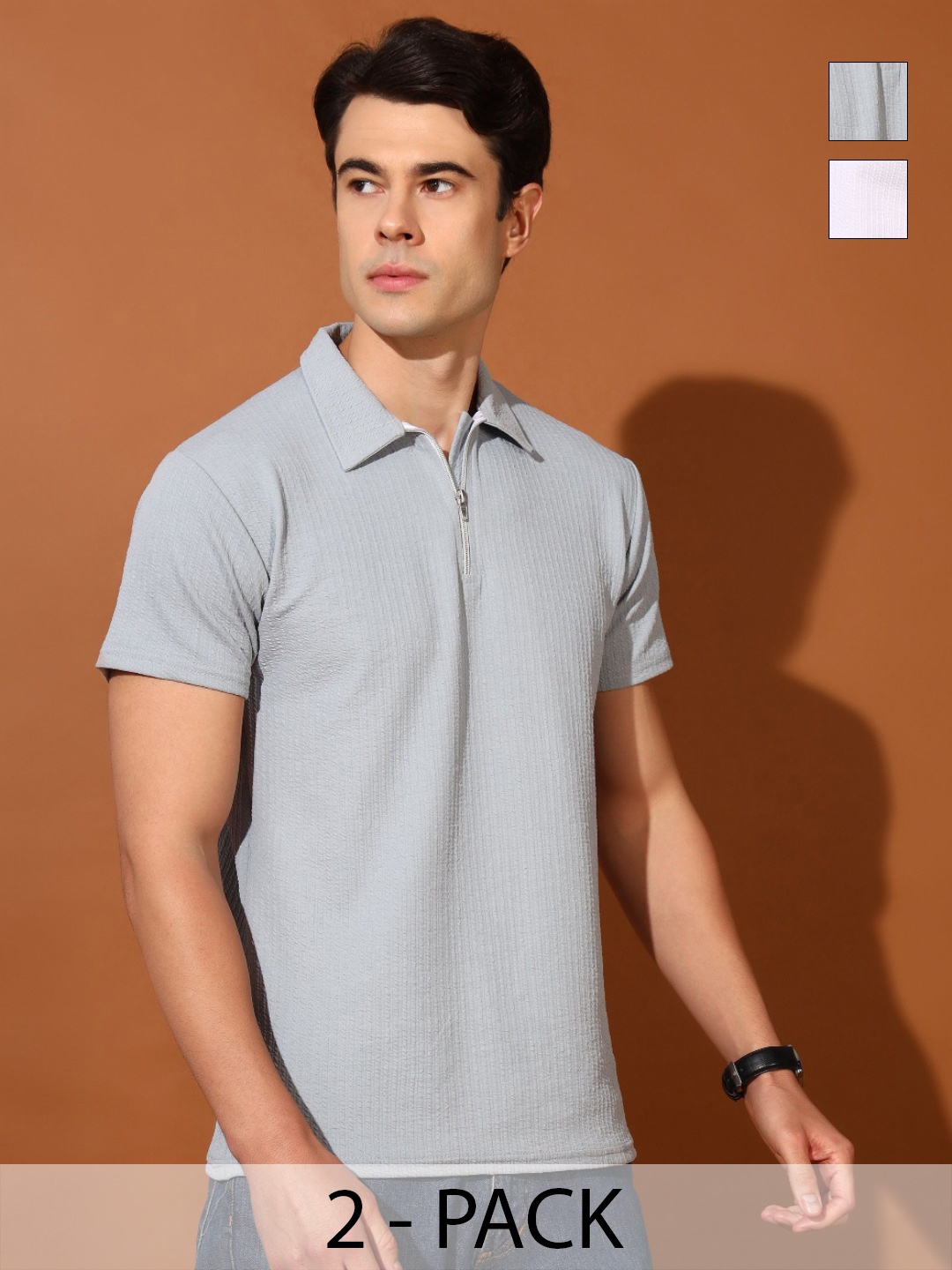 

Christy World Men 2 Polo Collar Pockets T-shirt, Multi