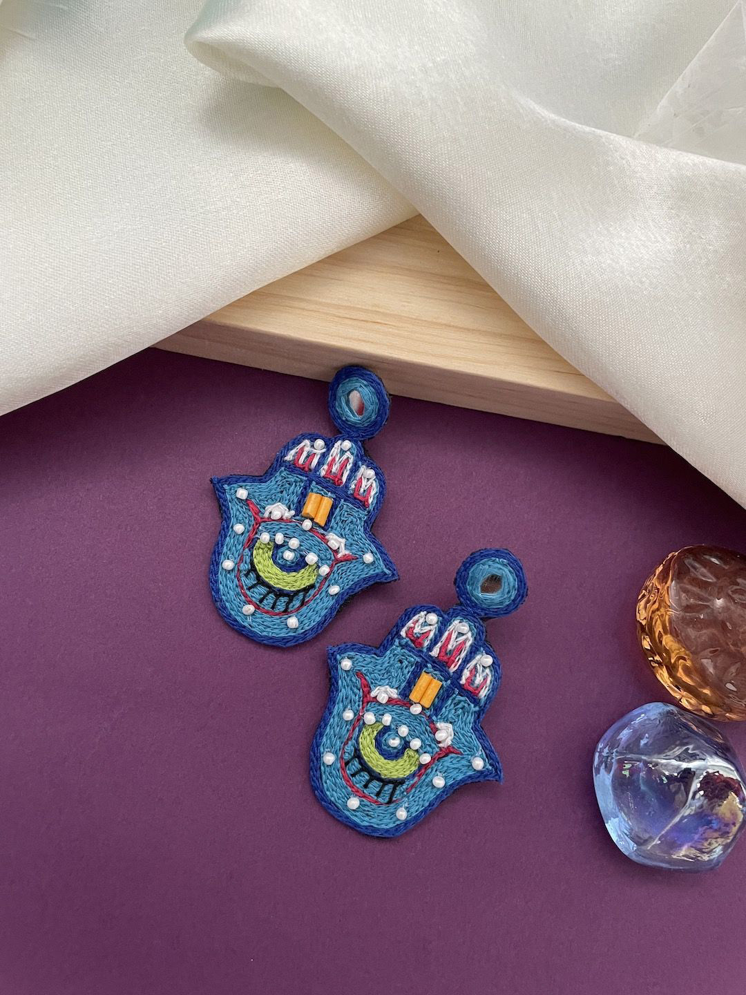 

Digital Dress Room Artificial Beads Contemporary Drop Earrings, Blue