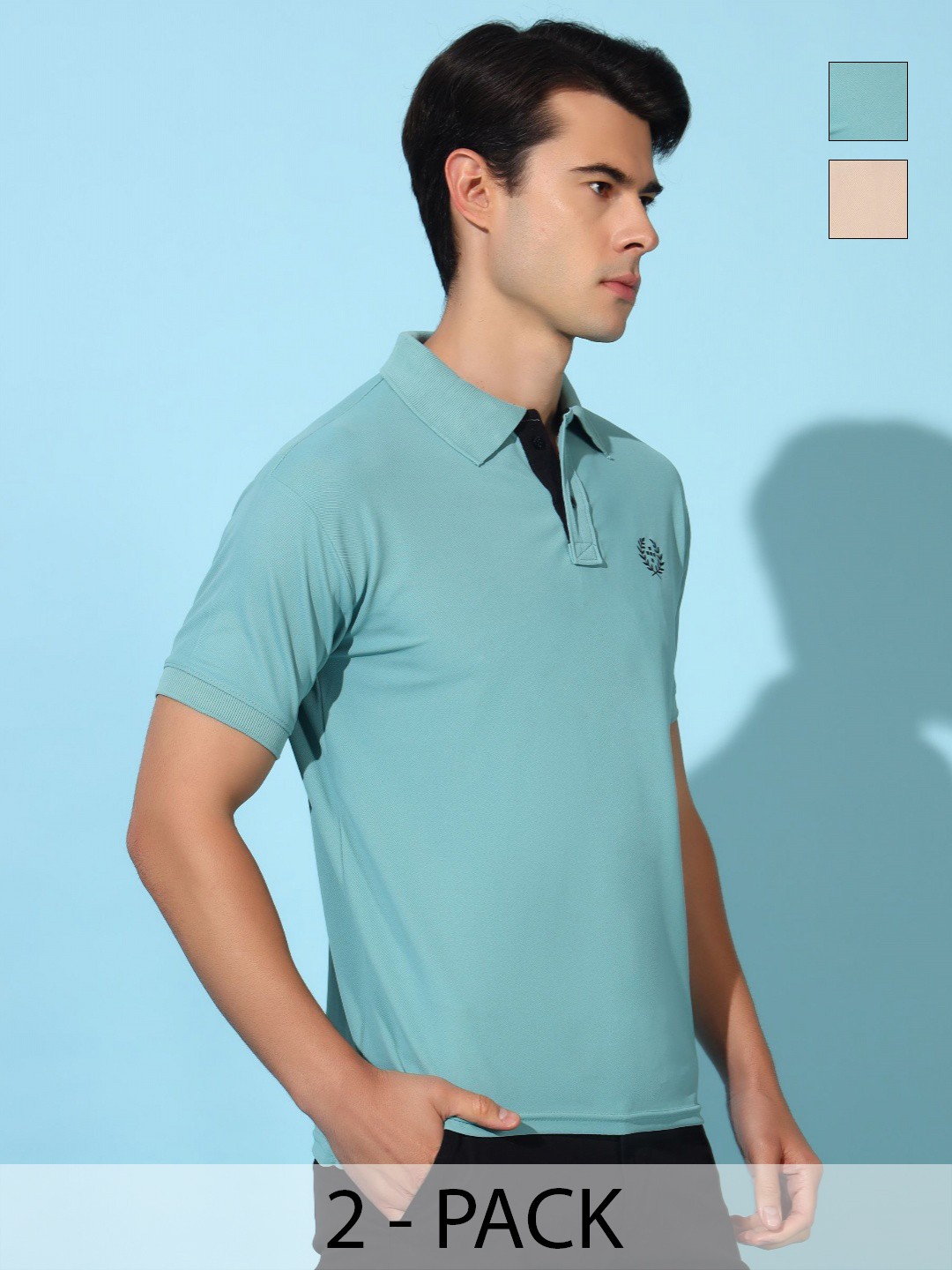

Christy World Men 2 Polo Collar Applique T-shirt, Multi