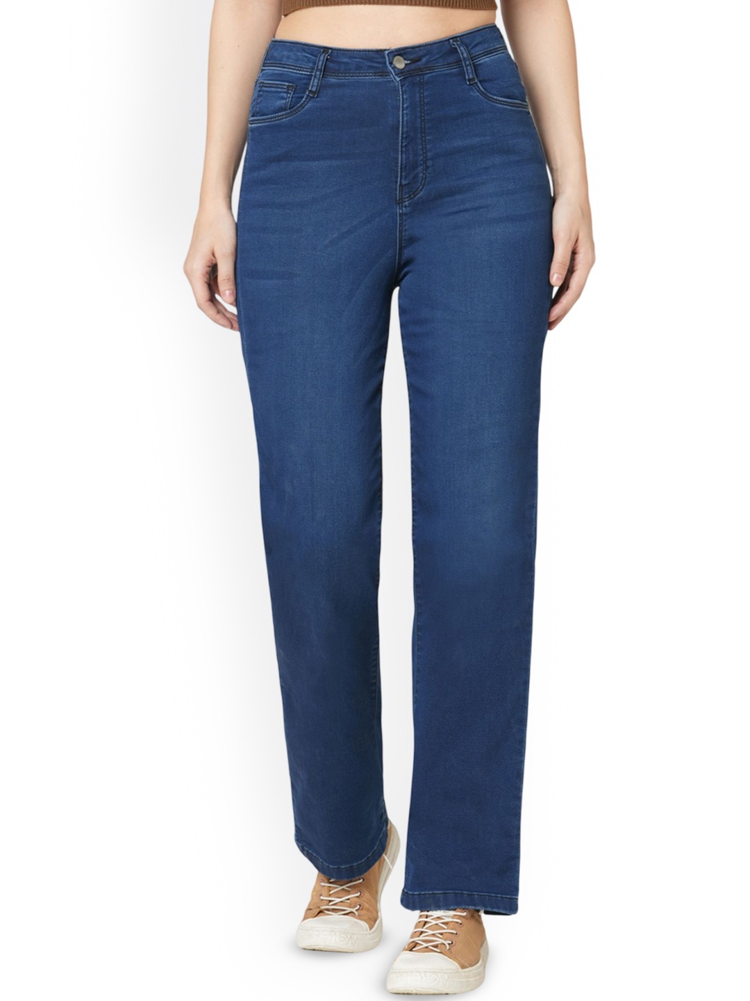 

Kraus Jeans Women Straight Fit High-Rise Light Fade Jeans, Blue